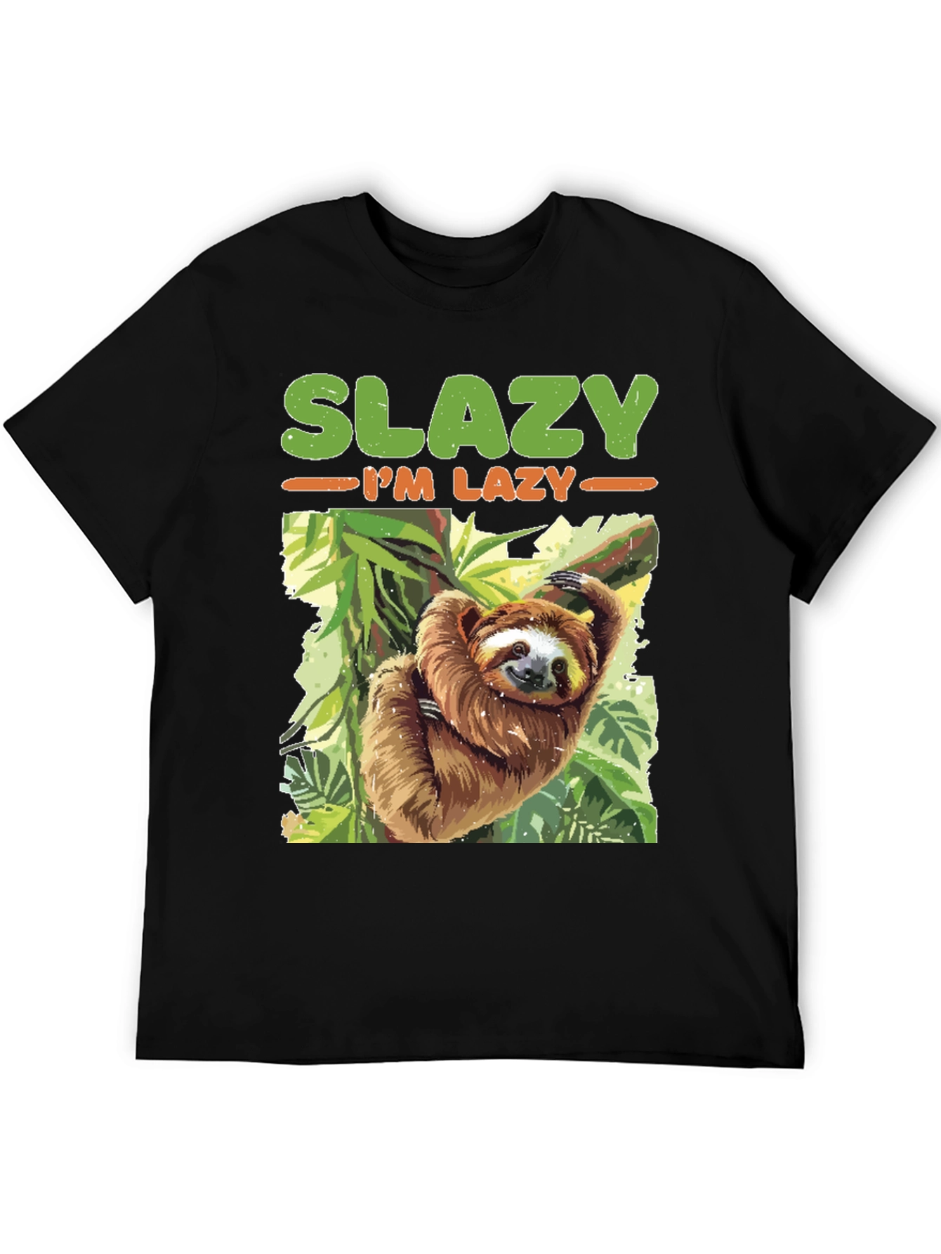 Black Slazy I'm Lazy Sloth T-Shirt view 5