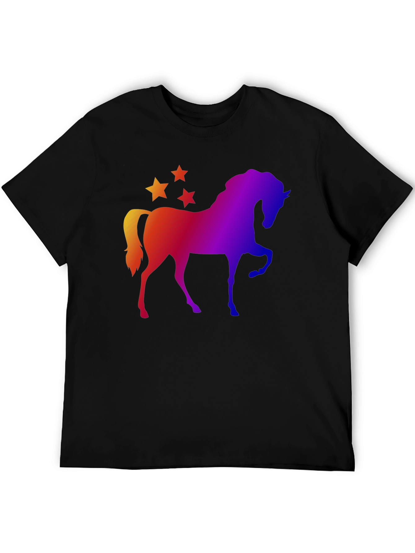 Black Rainbow Horse and Stars Graphic Tee view 5