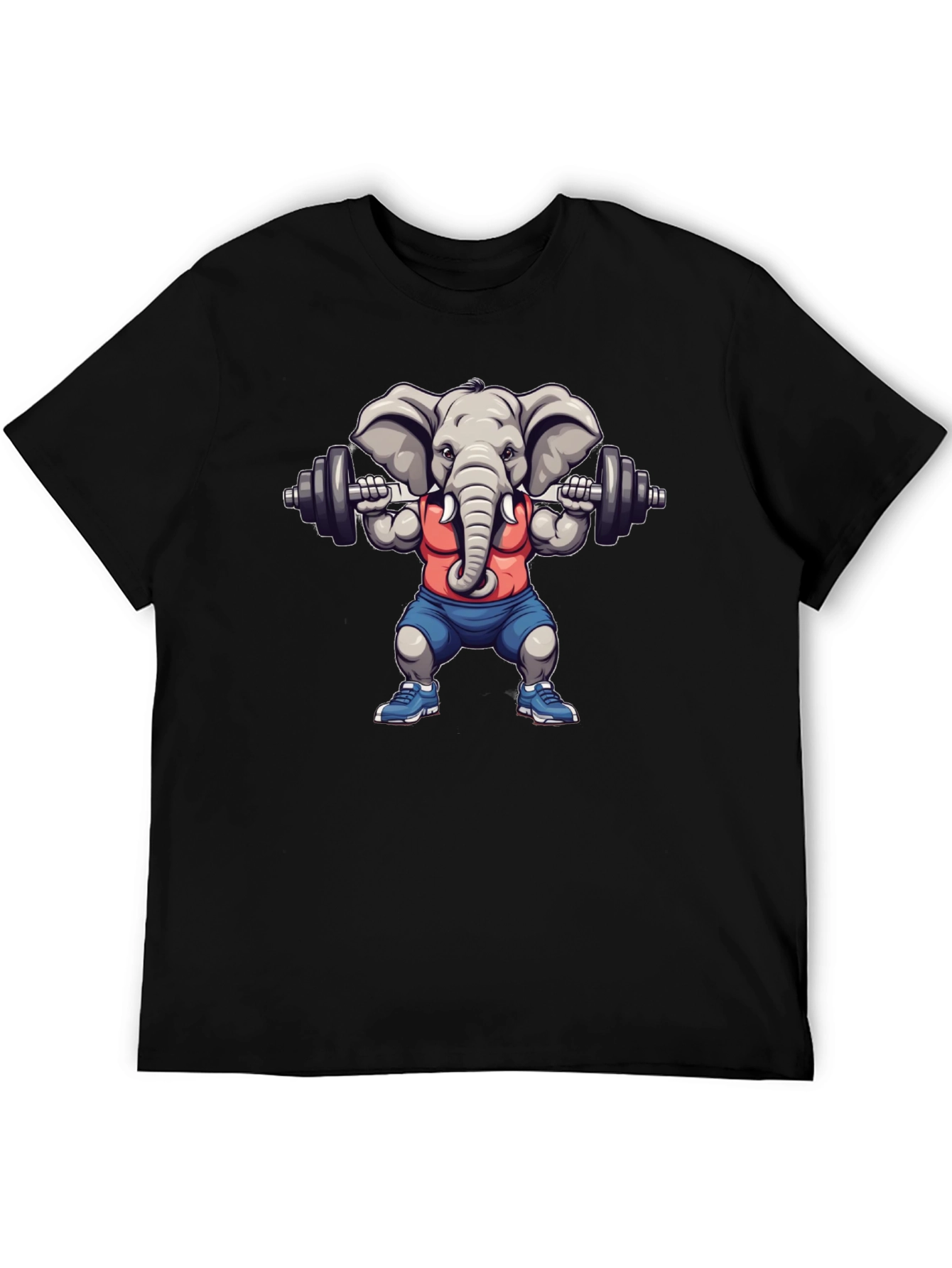Black Weightlifting Elephant T-Shirt view 5