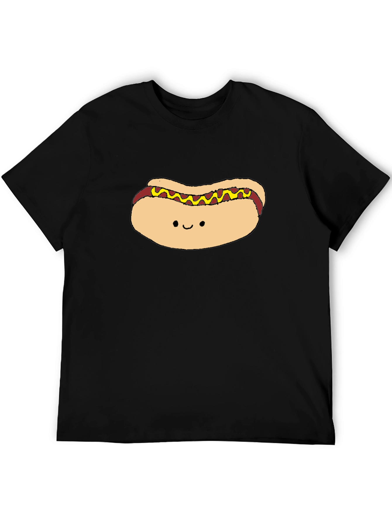 Black Cute Hotdog Graphic Black T-Shirt view 5