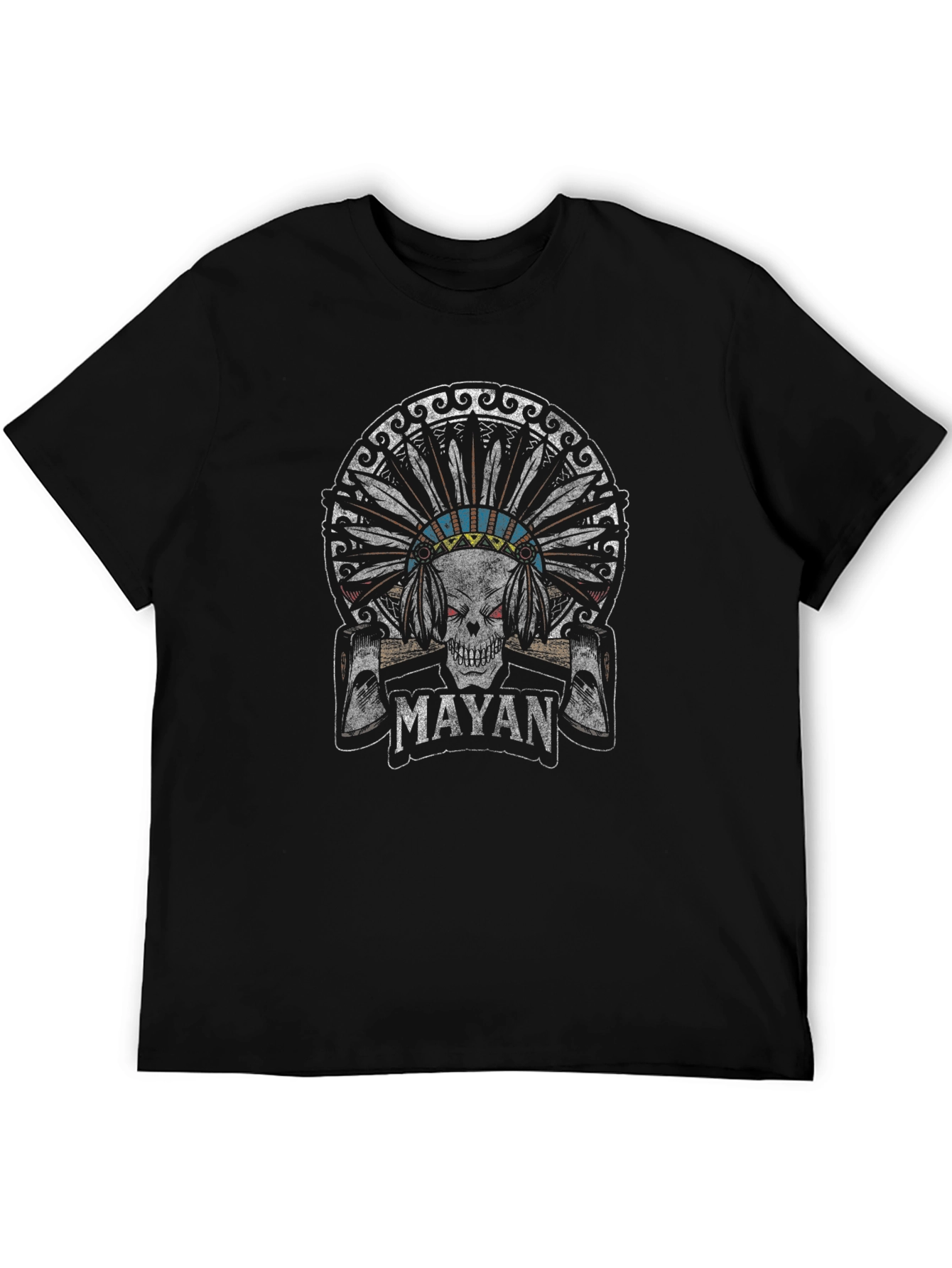 Black Mayan Skull Graphic Tee - Black T-Shirt view 5