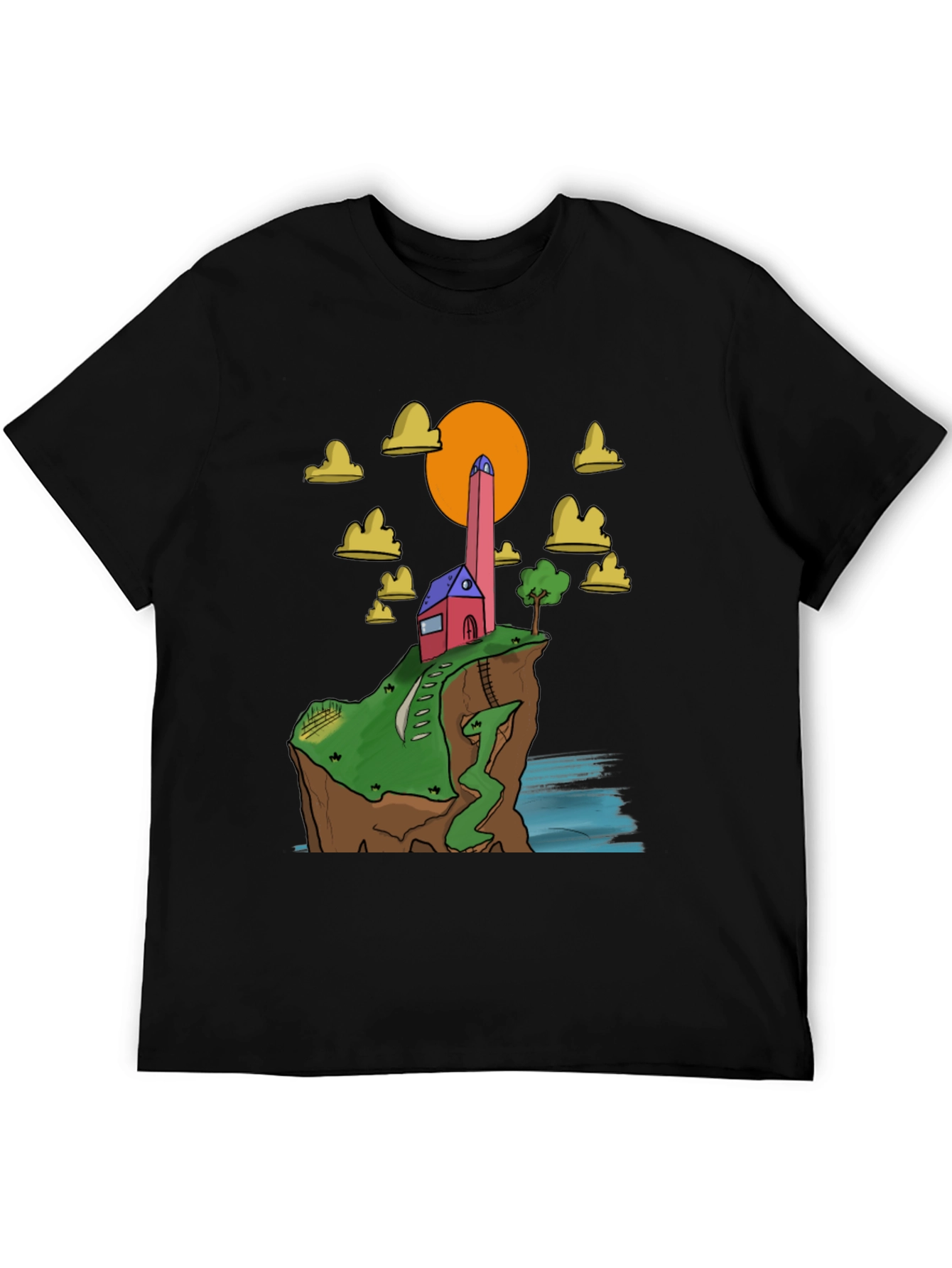Black Cliffside Cartoon Tee view 5