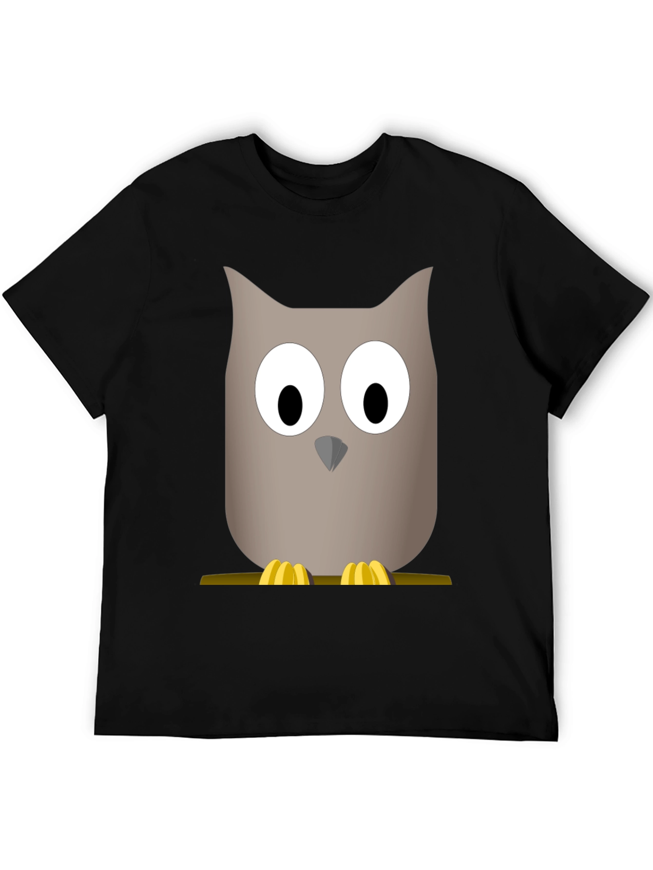 Black Cartoon Owl Graphic Tee - Men's Black T-Shirt view 5