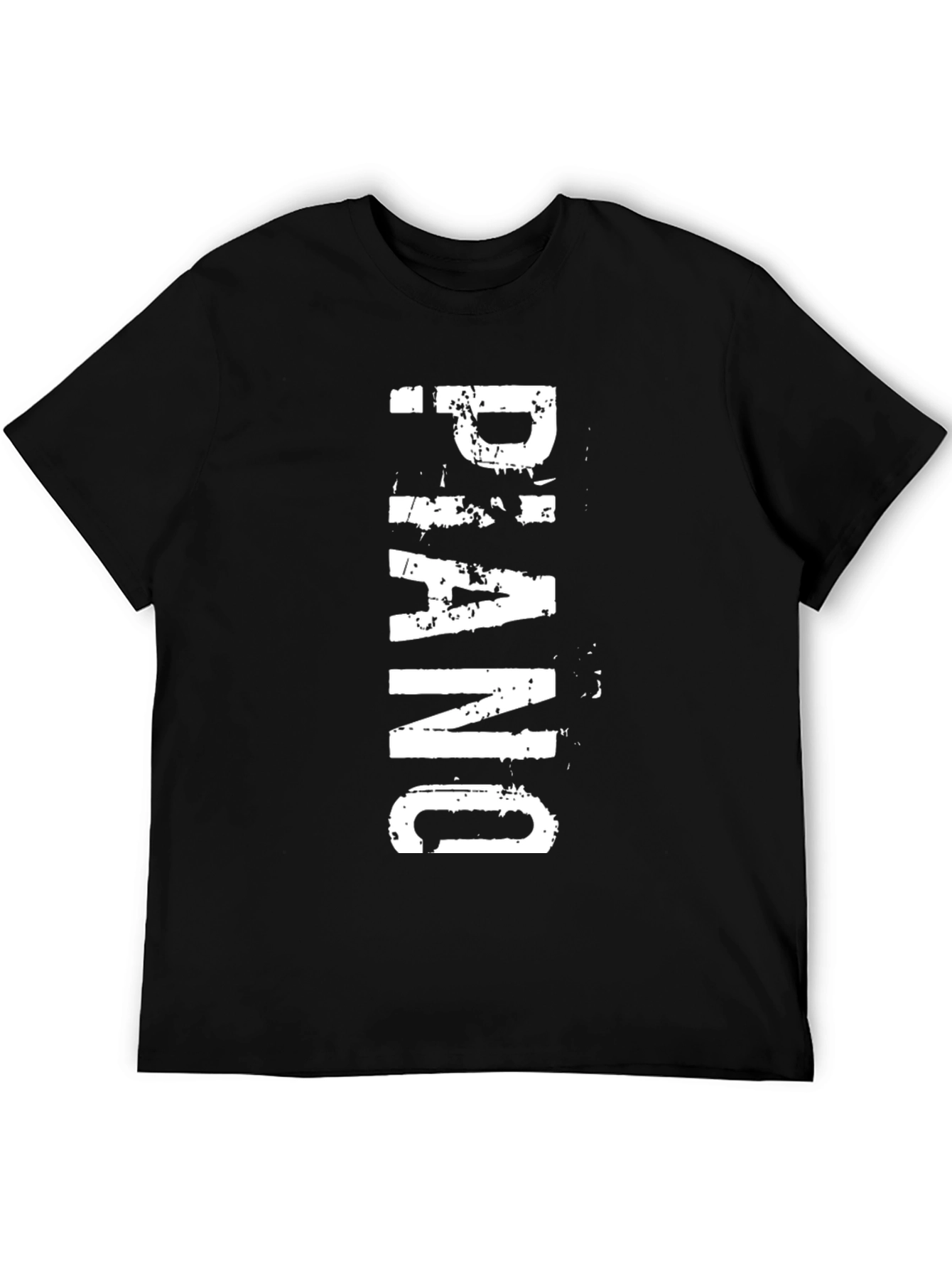 Black Piano T-Shirt - Black Cotton Tee with White Graphic Print view 5