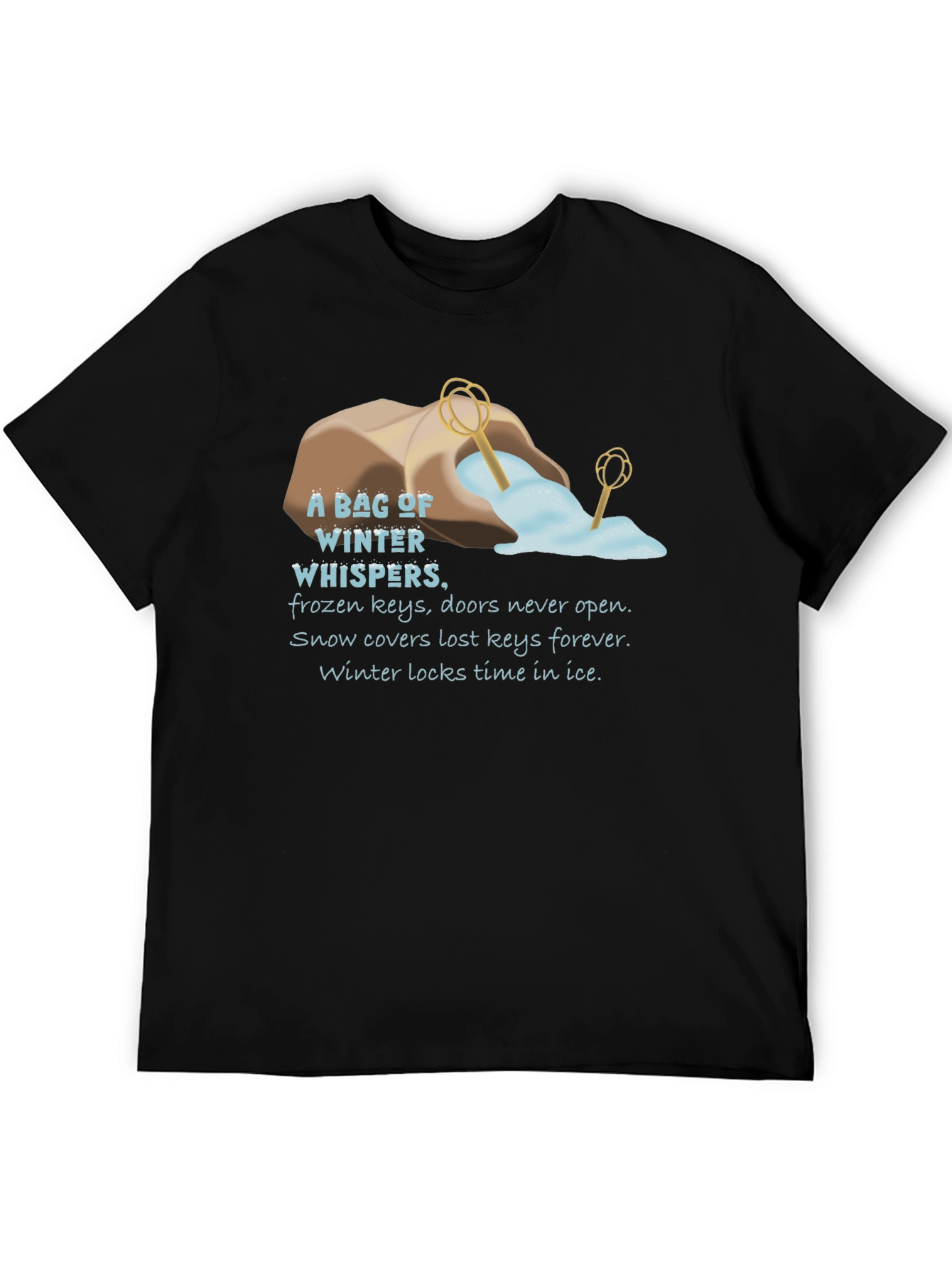 Black Winter Whispers Graphic T-Shirt - Unisex Black Tee view 5