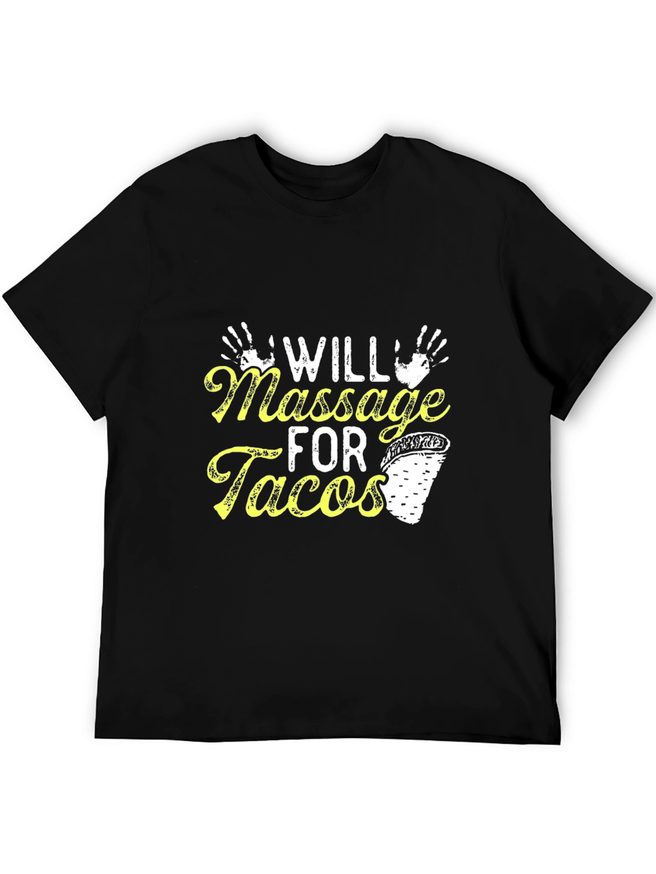 Black Massage for Tacos Black T-Shirt view 5