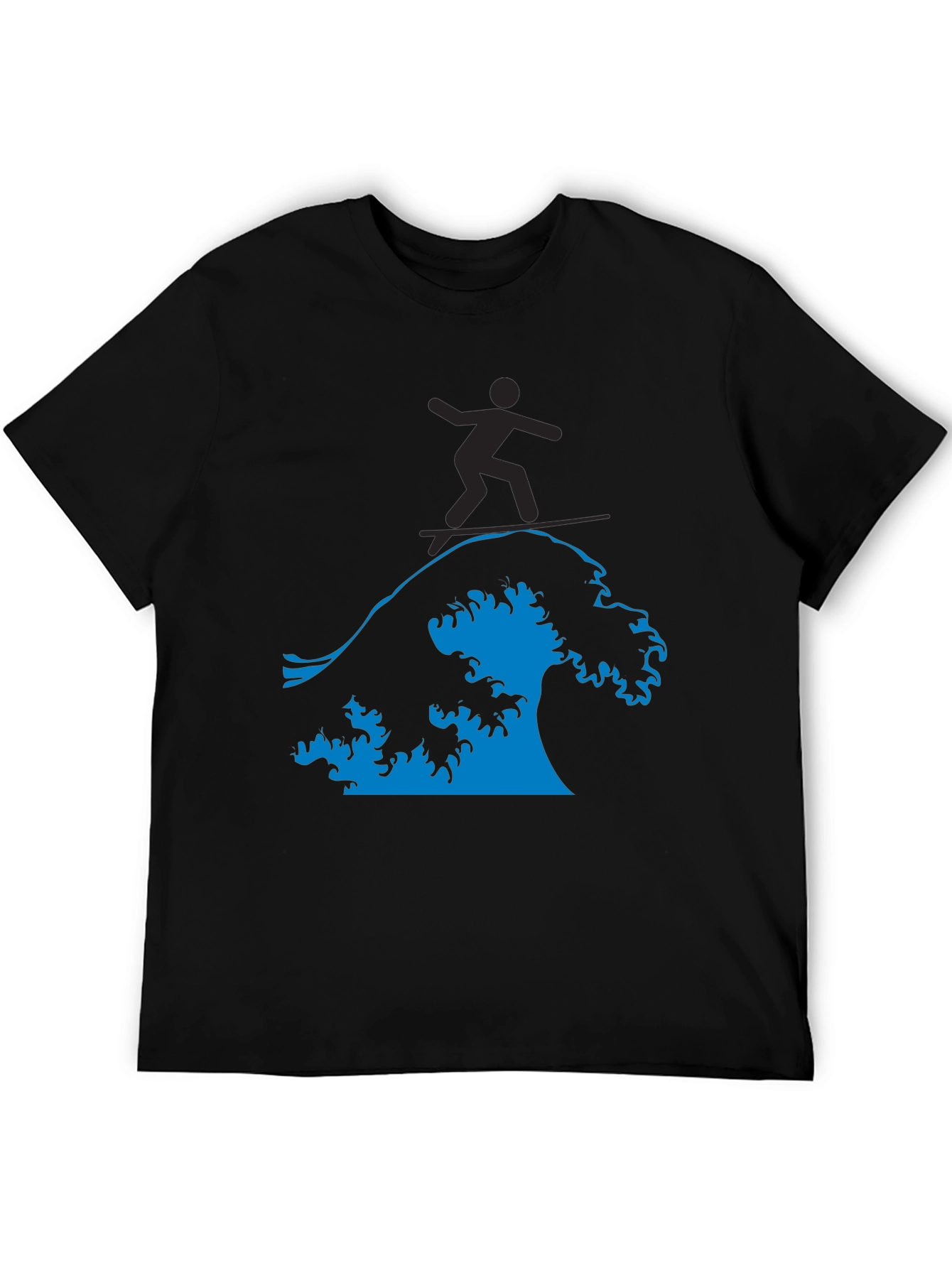 Black Surfing Wave Graphic Tee - Black view 5