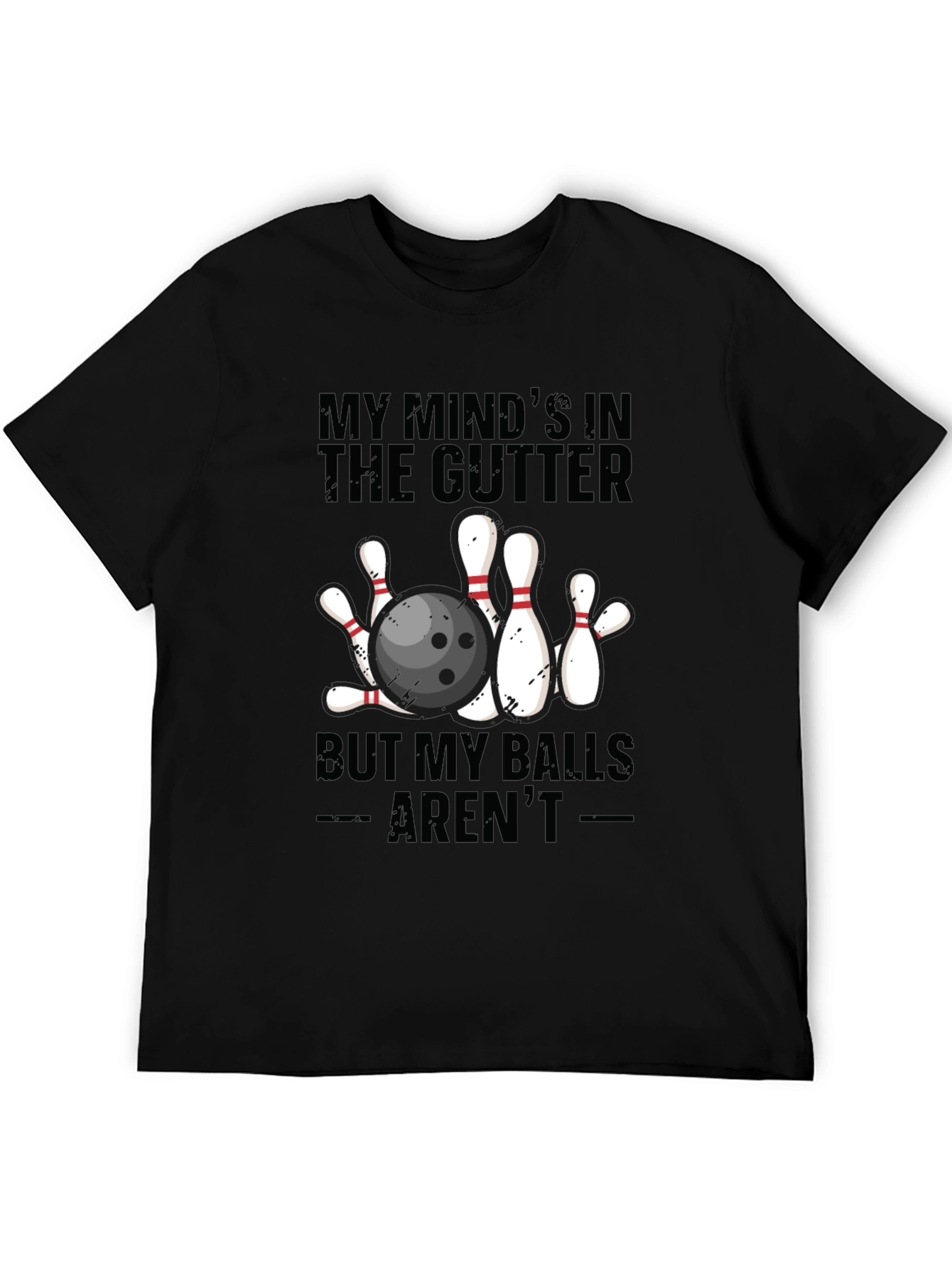 Black Bowling Humor Graphic Tee - Mind in the Gutter view 5