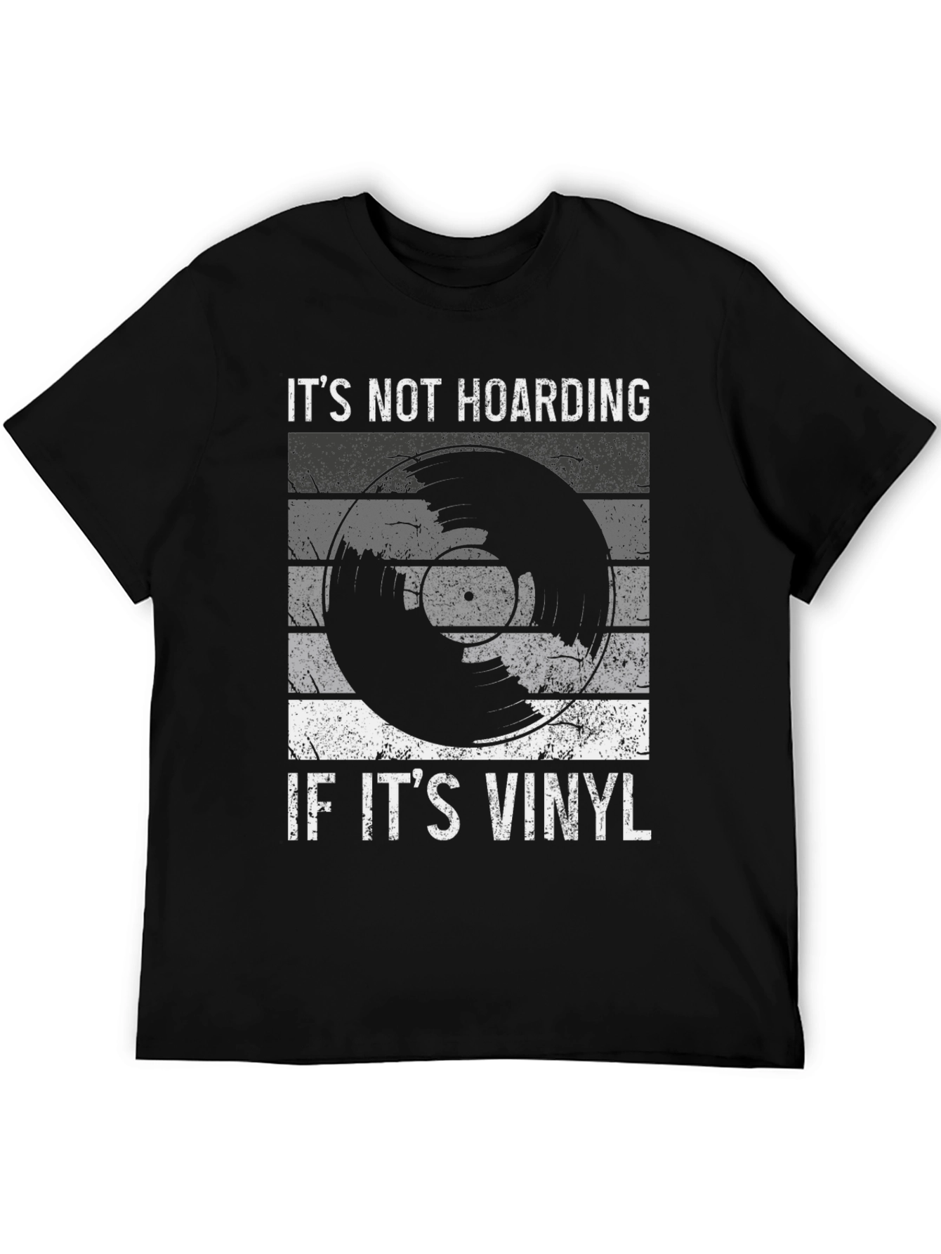 Black It's Not Hoarding If It's Vinyl T-Shirt view 5