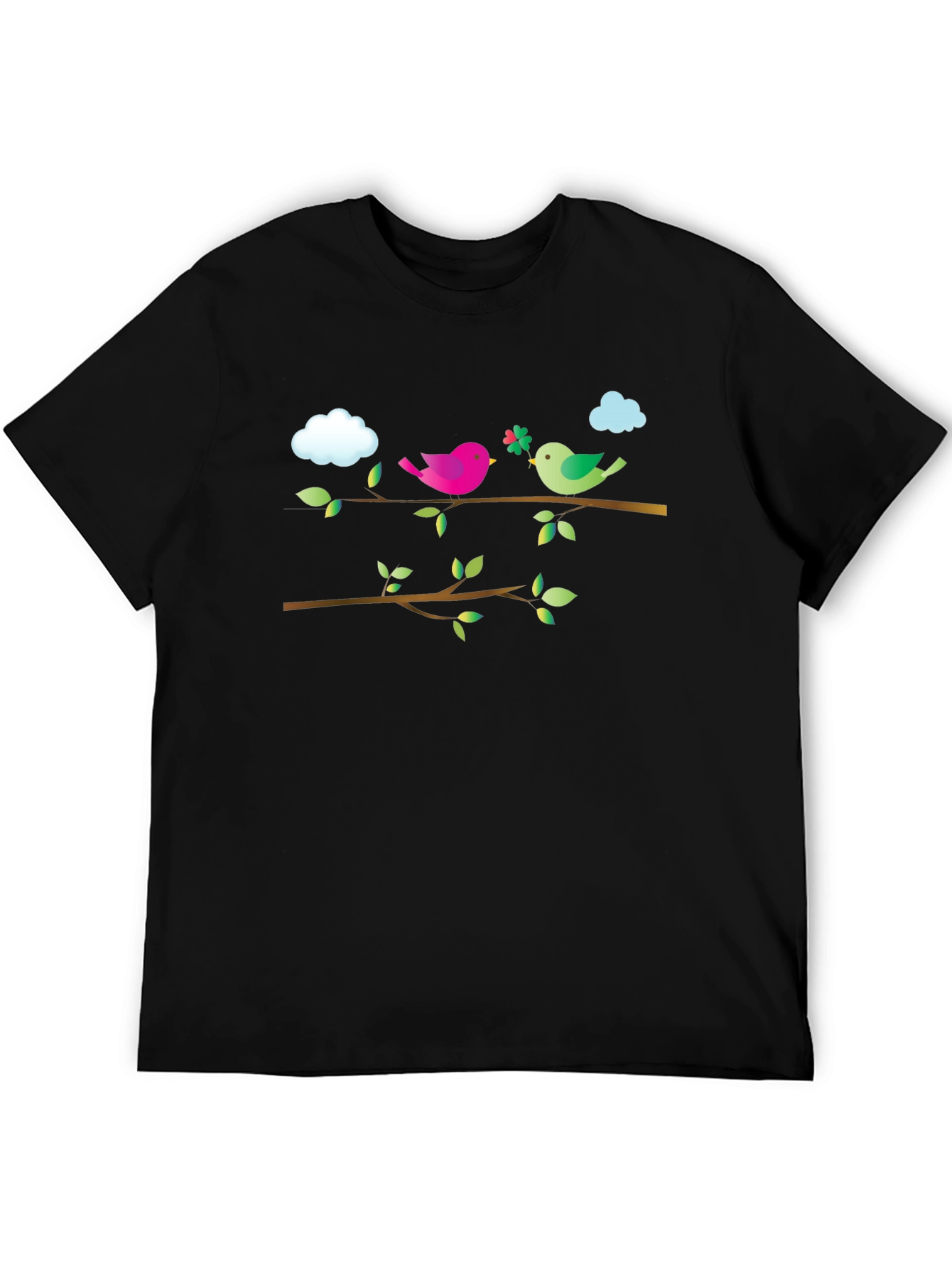Black Birds on Branch Black T-Shirt view 5