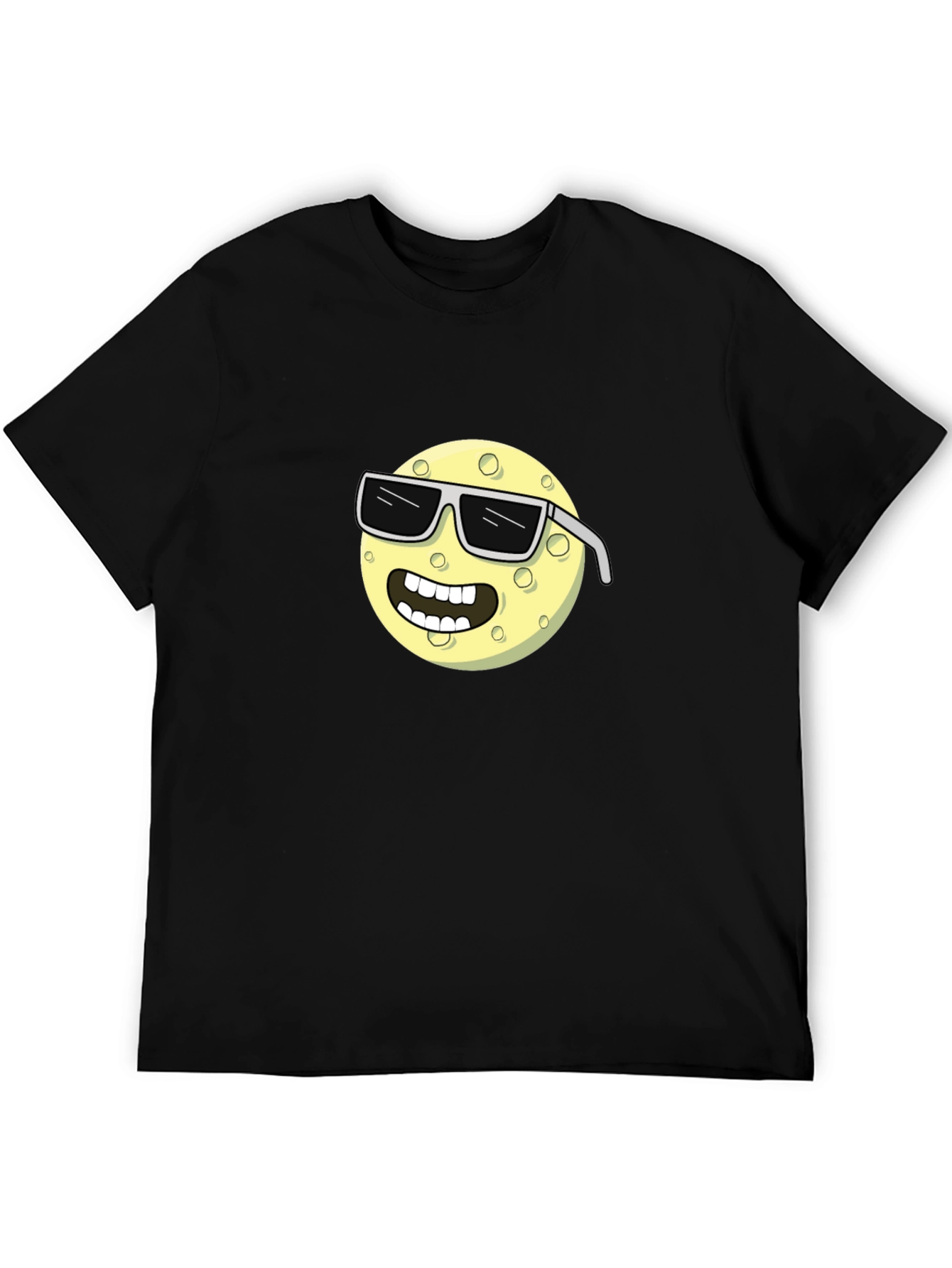 Black Cool Moon T-Shirt - Cartoon Graphic Tee view 5