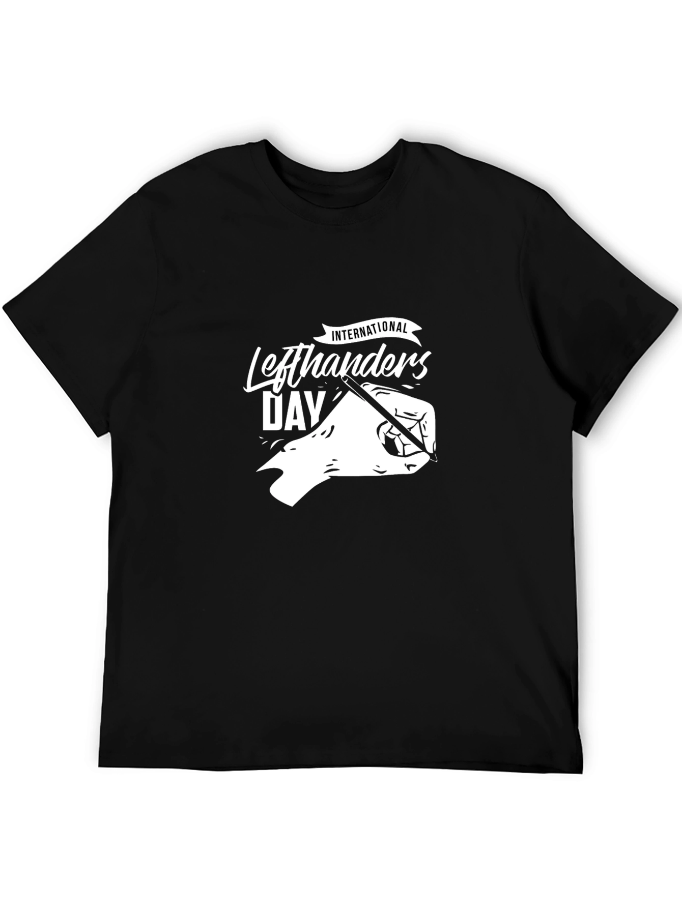 Black International Left Handers Day Black T-shirt view 5