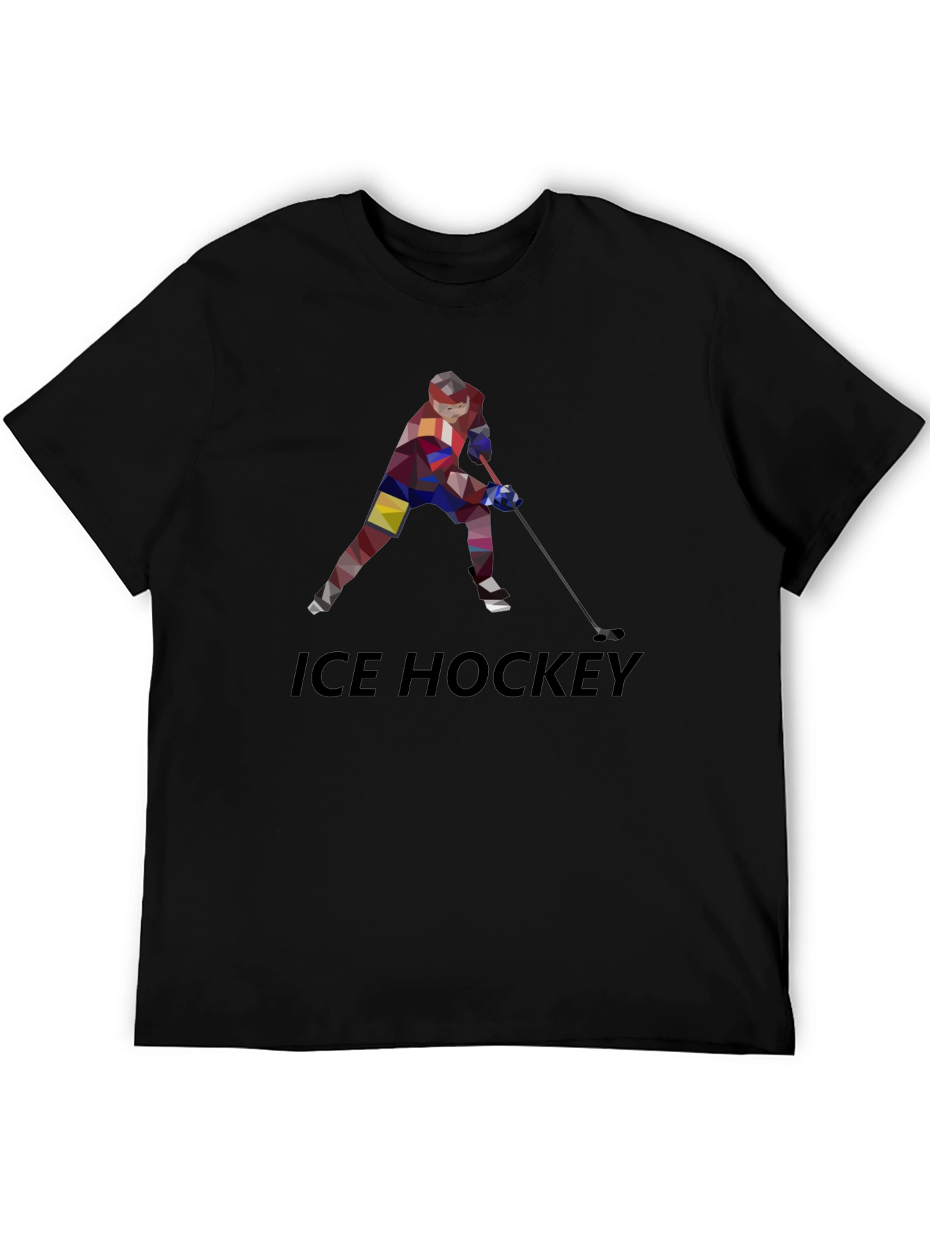 Black Geometric Ice Hockey Graphic Tee - Stylish Sportswear view 5
