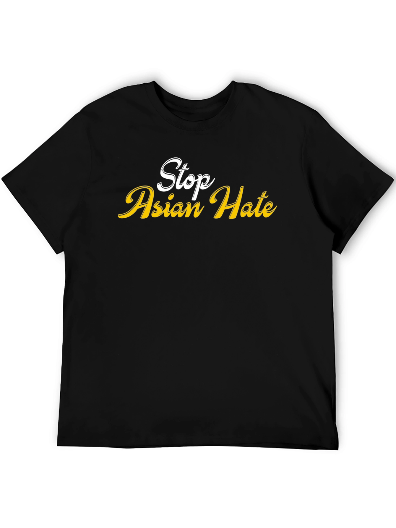 Black Stop Asian Hate T-Shirt - Black Crew Neck view 5