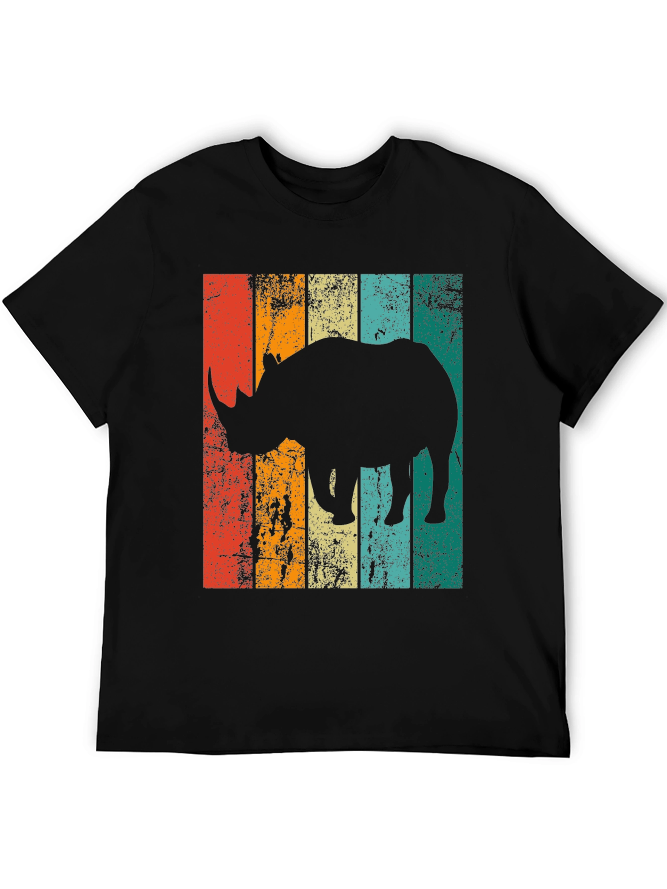 Black Retro Rhino Graphic T-Shirt - Vintage Style Men's Tee view 5
