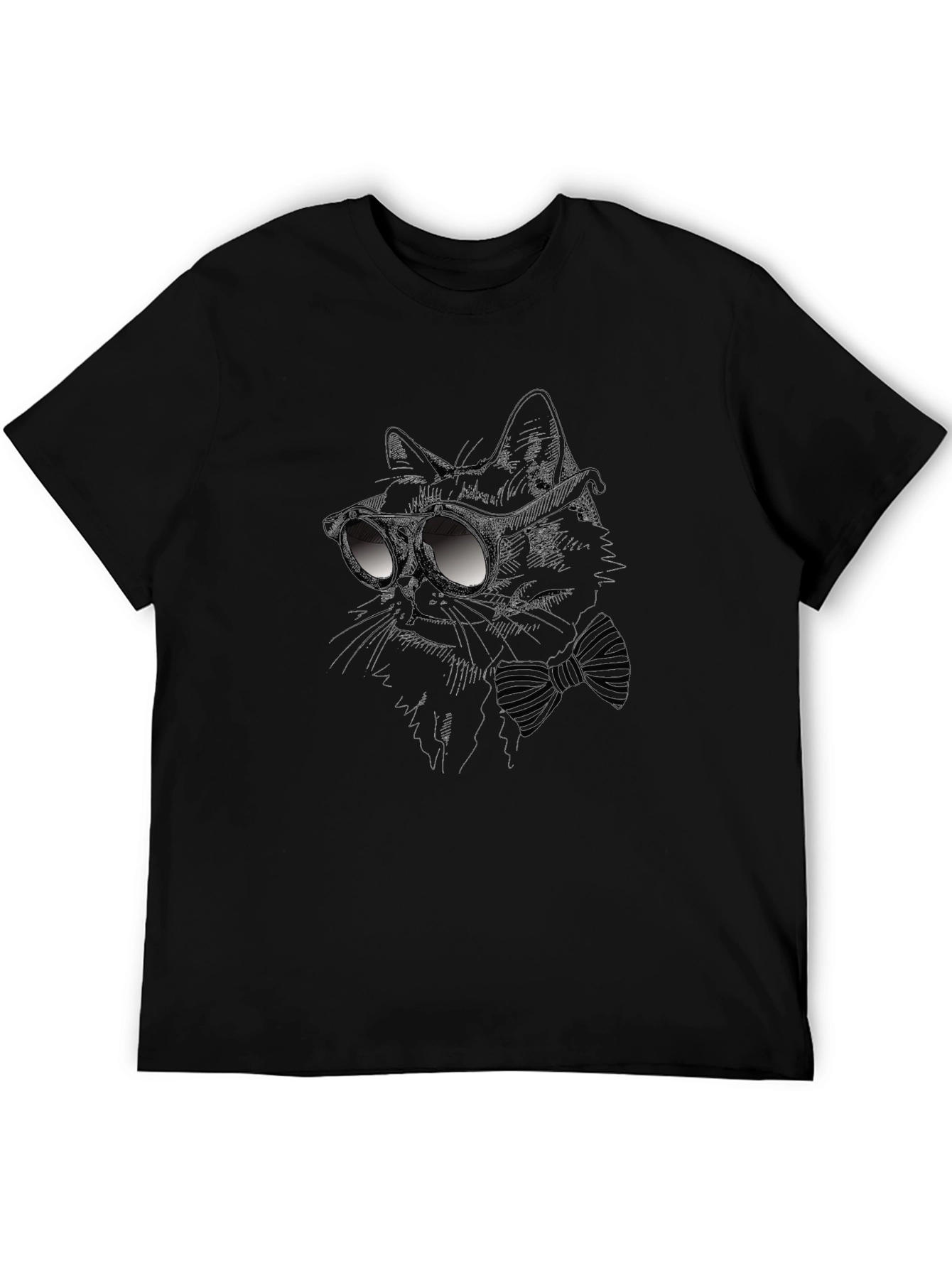 Black Cool Cat Tee - Black T-Shirt with Bow Tie & Shades view 5
