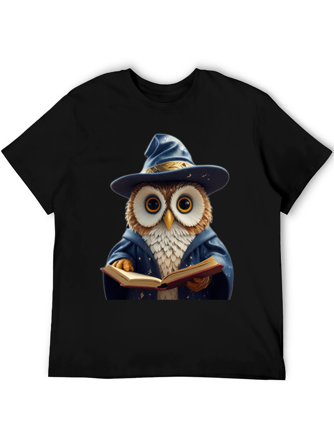 Black Wizard Owl T-Shirt - Funny Bookworm Tee view 5