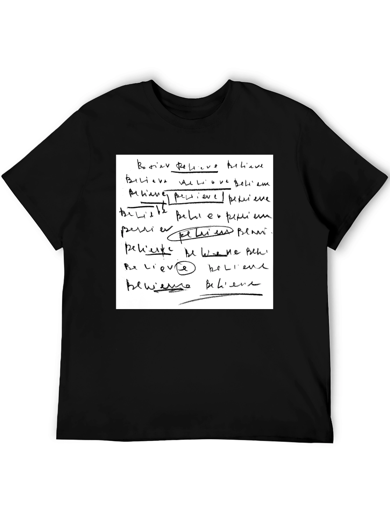 Black Believe Handwriting Graphic T-Shirt view 5