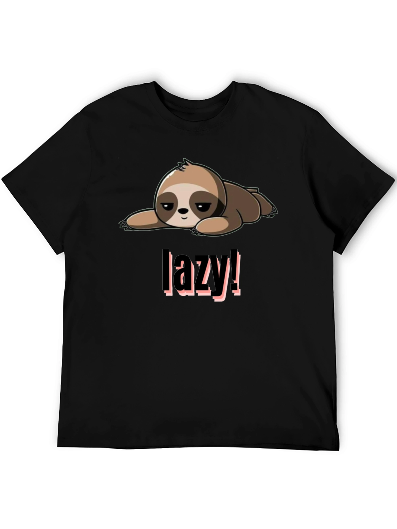 Black Lazy Sloth Graphic Tee - Black Cotton Blend view 5