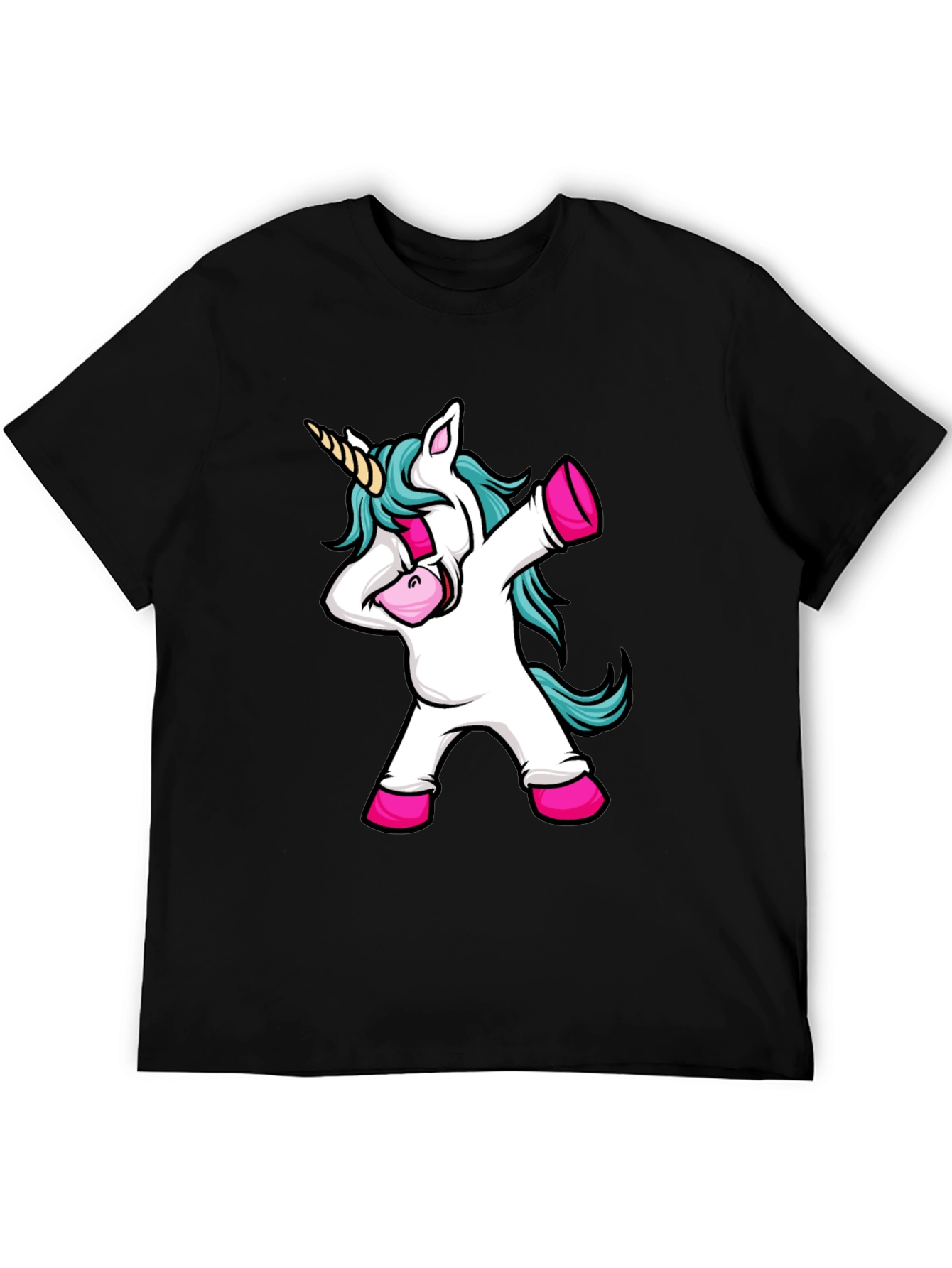 Black Dabbing Unicorn Black Graphic Tee view 5