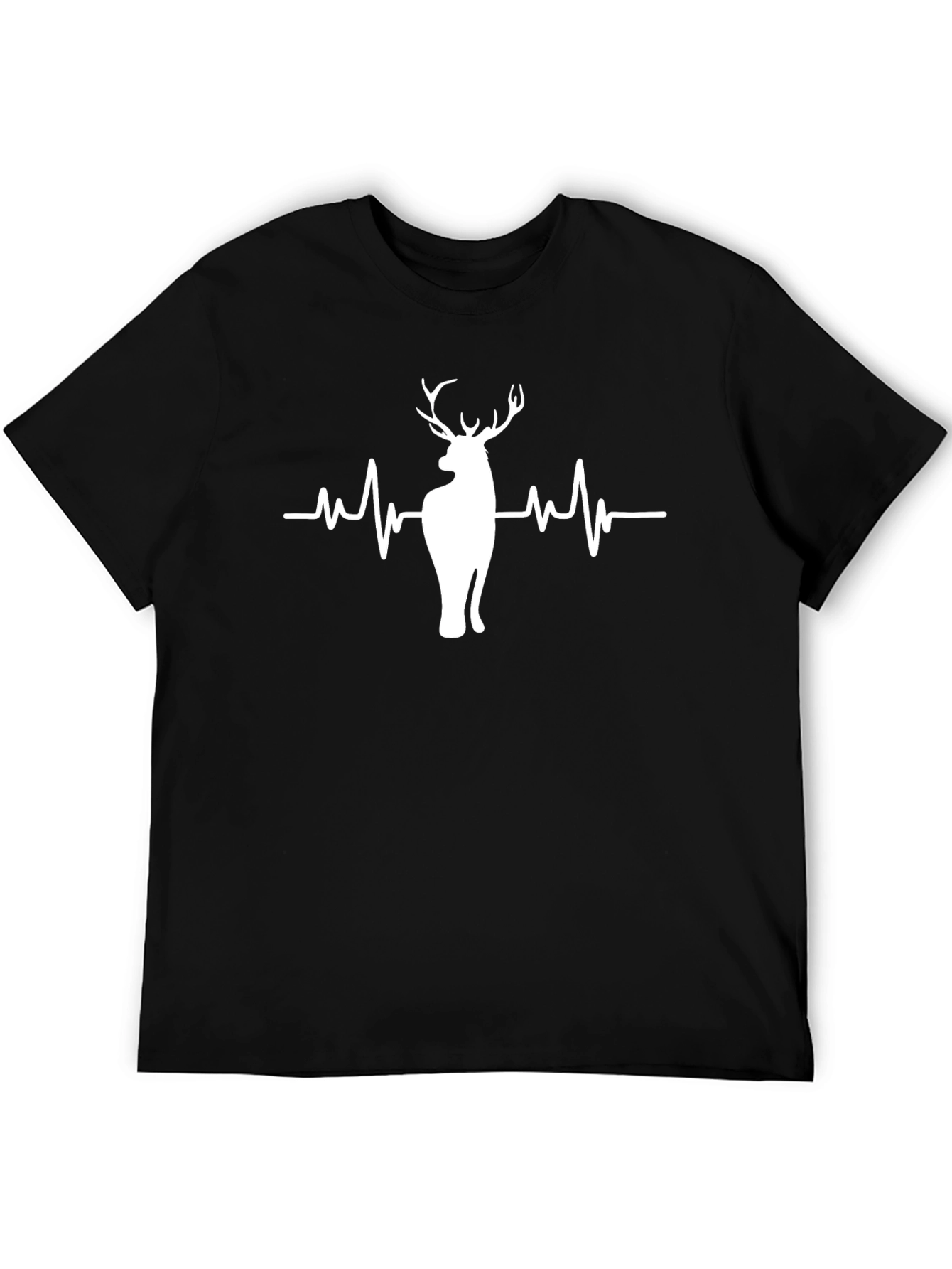Black Deer Heartbeat Graphic Tee - Men's Black T-Shirt view 5