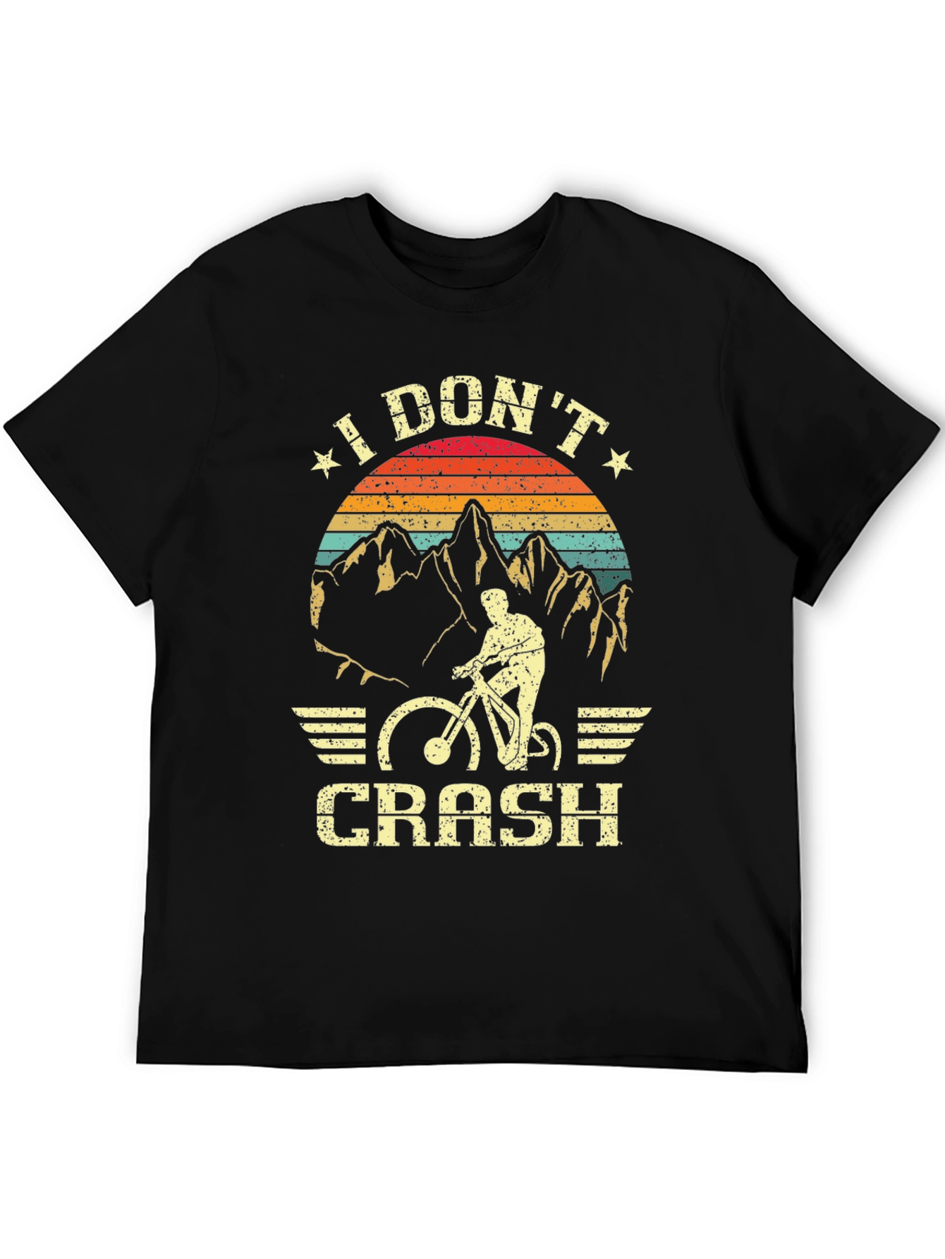 Black I Don't Crash Mountain Bike T-Shirt view 5