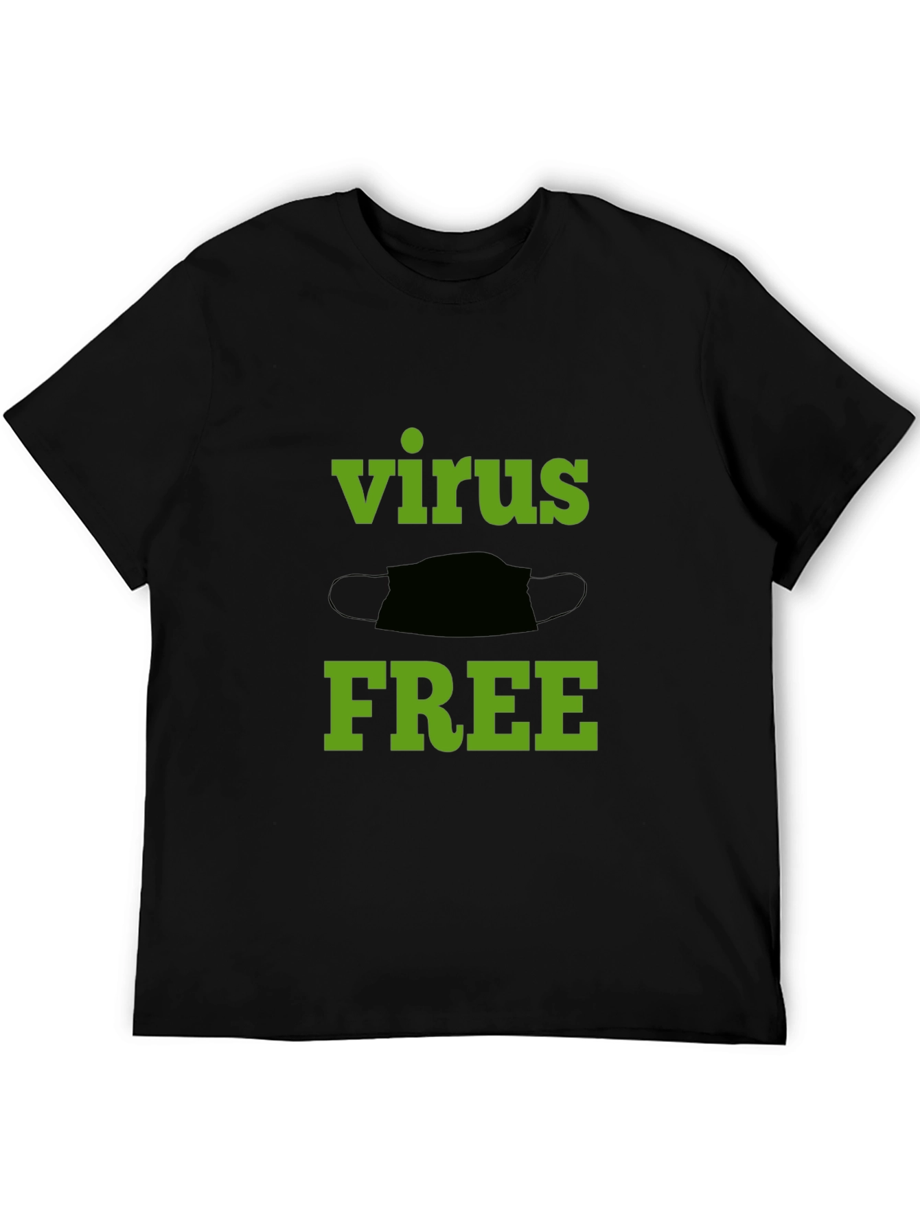 Black Virus Free Graphic Tee - Black Cotton T-Shirt view 5