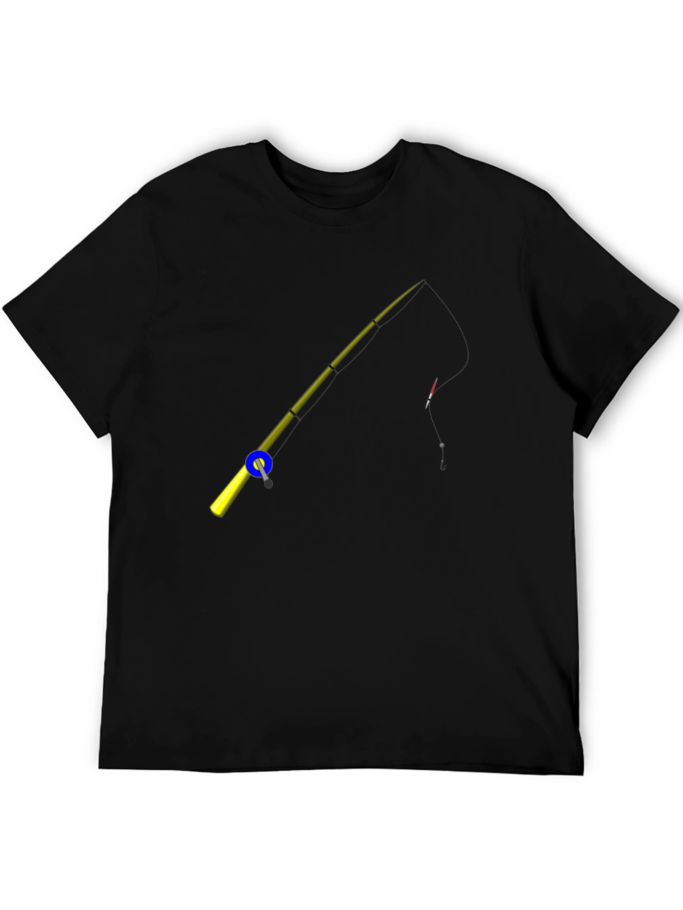 Black Fishing Rod Graphic Tee - Black Cotton T-Shirt view 5
