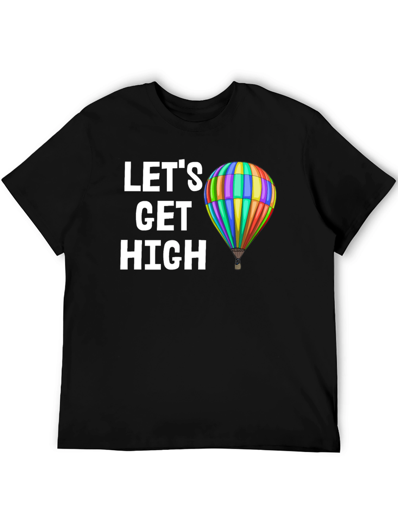 Black Let's Get High Hot Air Balloon Graphic Tee view 5
