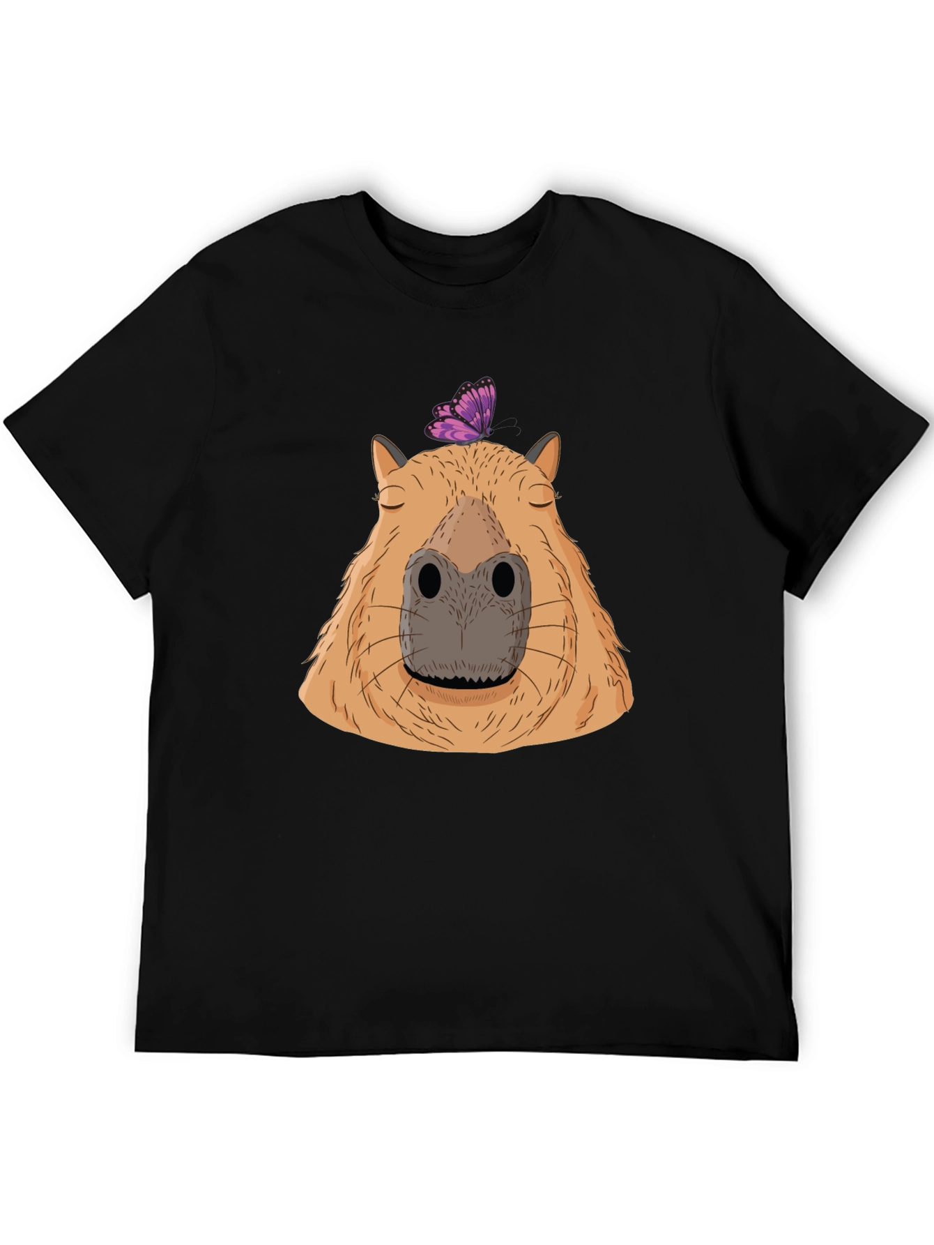 Black Capybara & Butterfly Graphic T-Shirt - Comfort & Style view 5