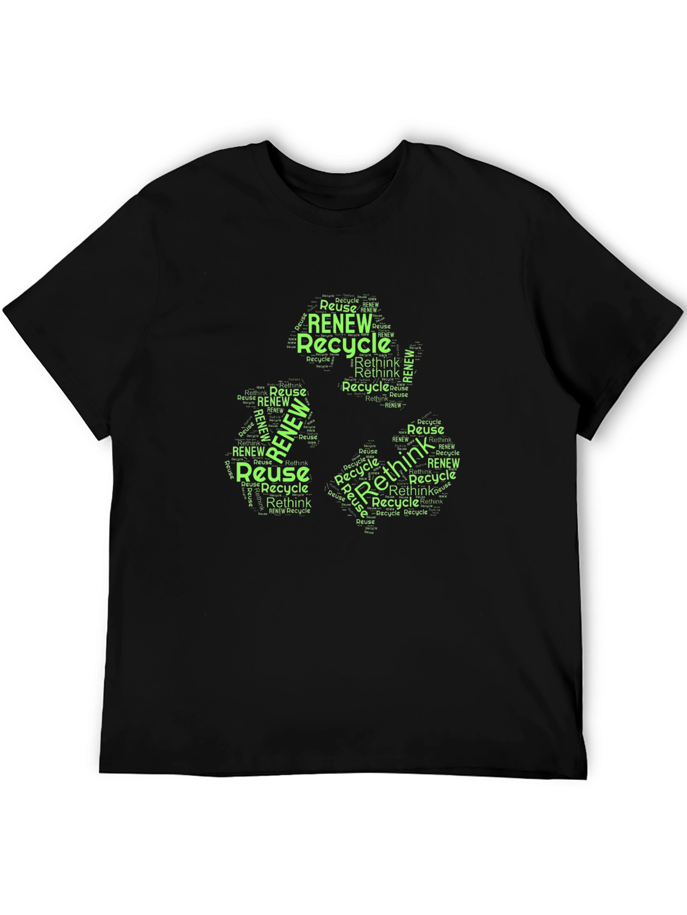 Black Eco-Friendly Recycle Word Art T-Shirt view 5