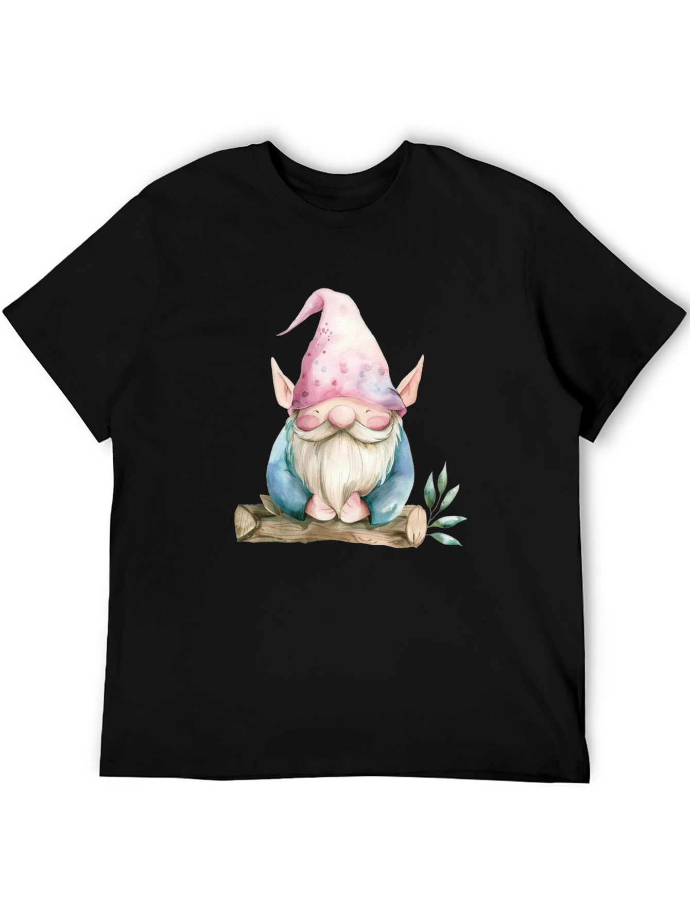 Black Whimsical Gnome Graphic Tee - Black view 5