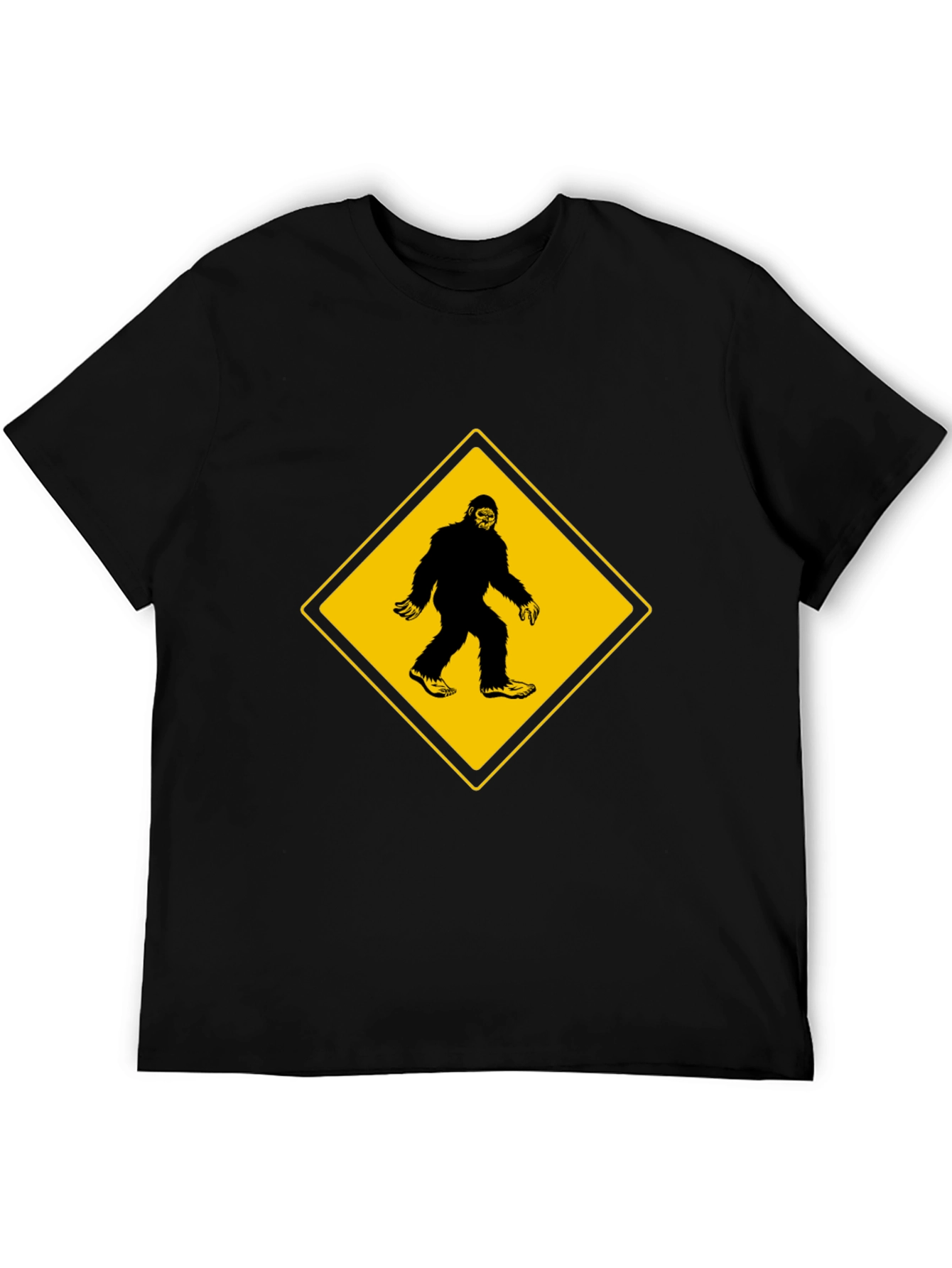 Black Bigfoot Crossing Men's Black T-Shirt view 5
