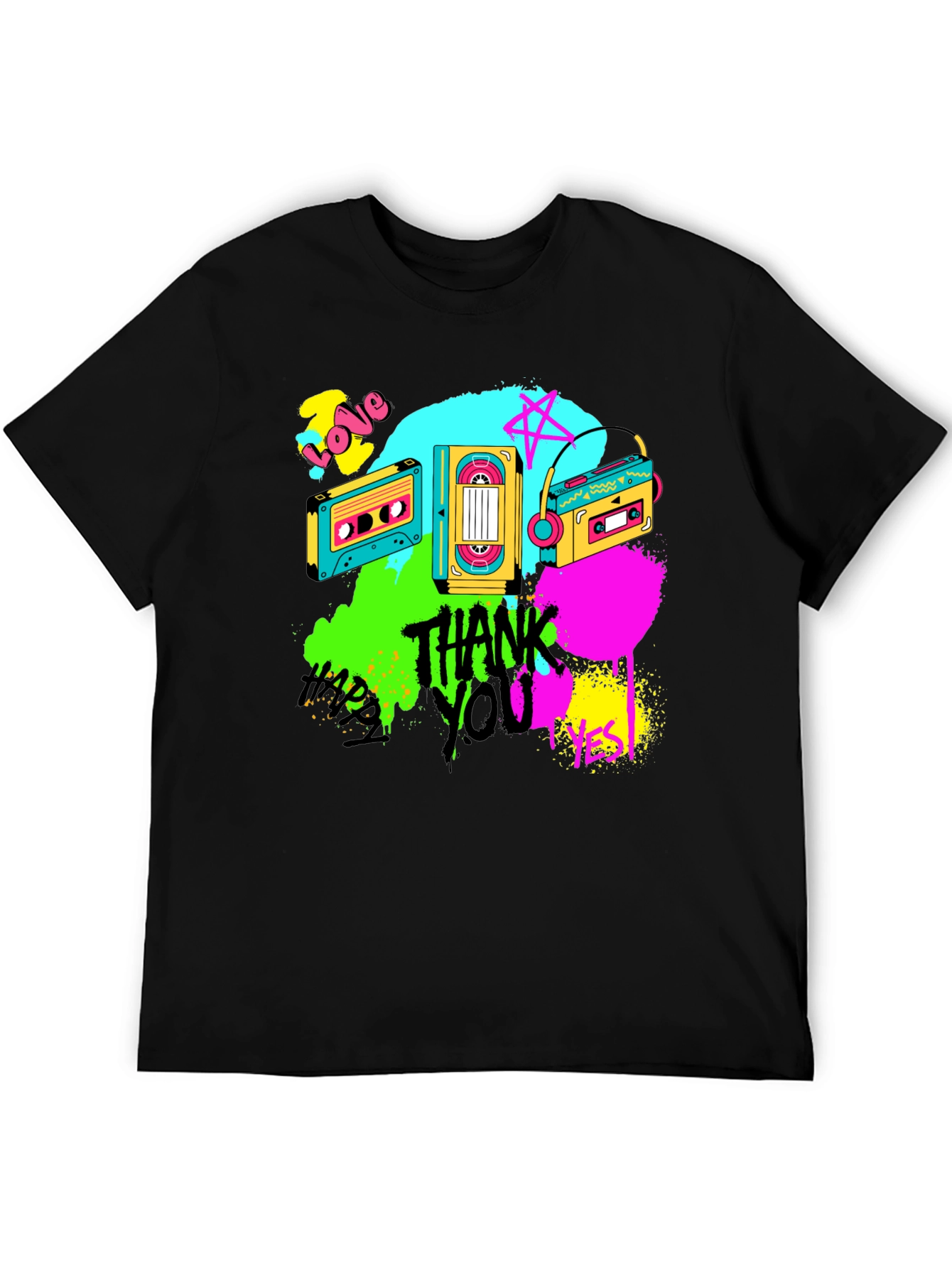 Black Retro Cassette Graphic T-Shirt - 80s Vibe view 5