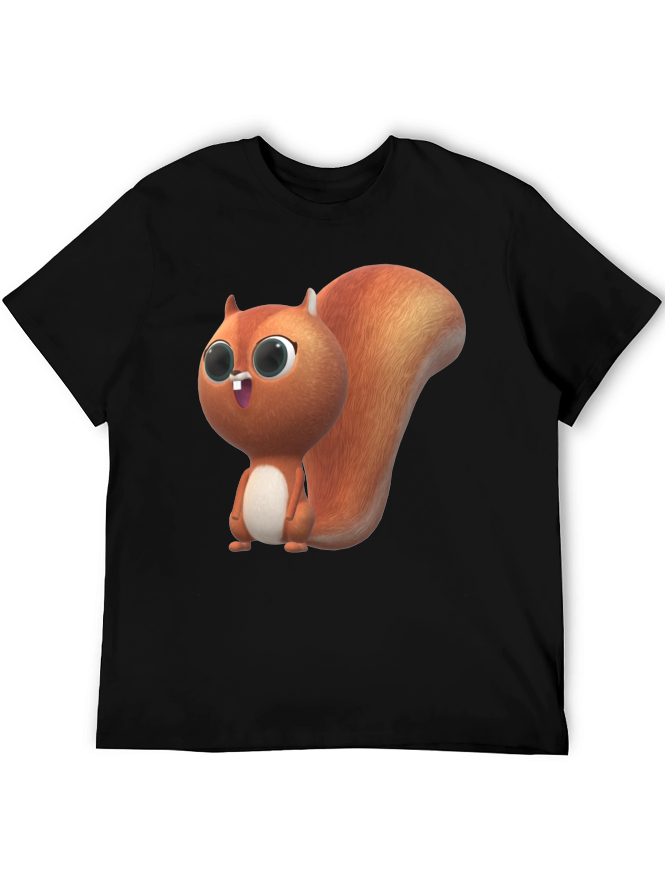 Black Cute Squirrel Graphic Black T-Shirt view 5
