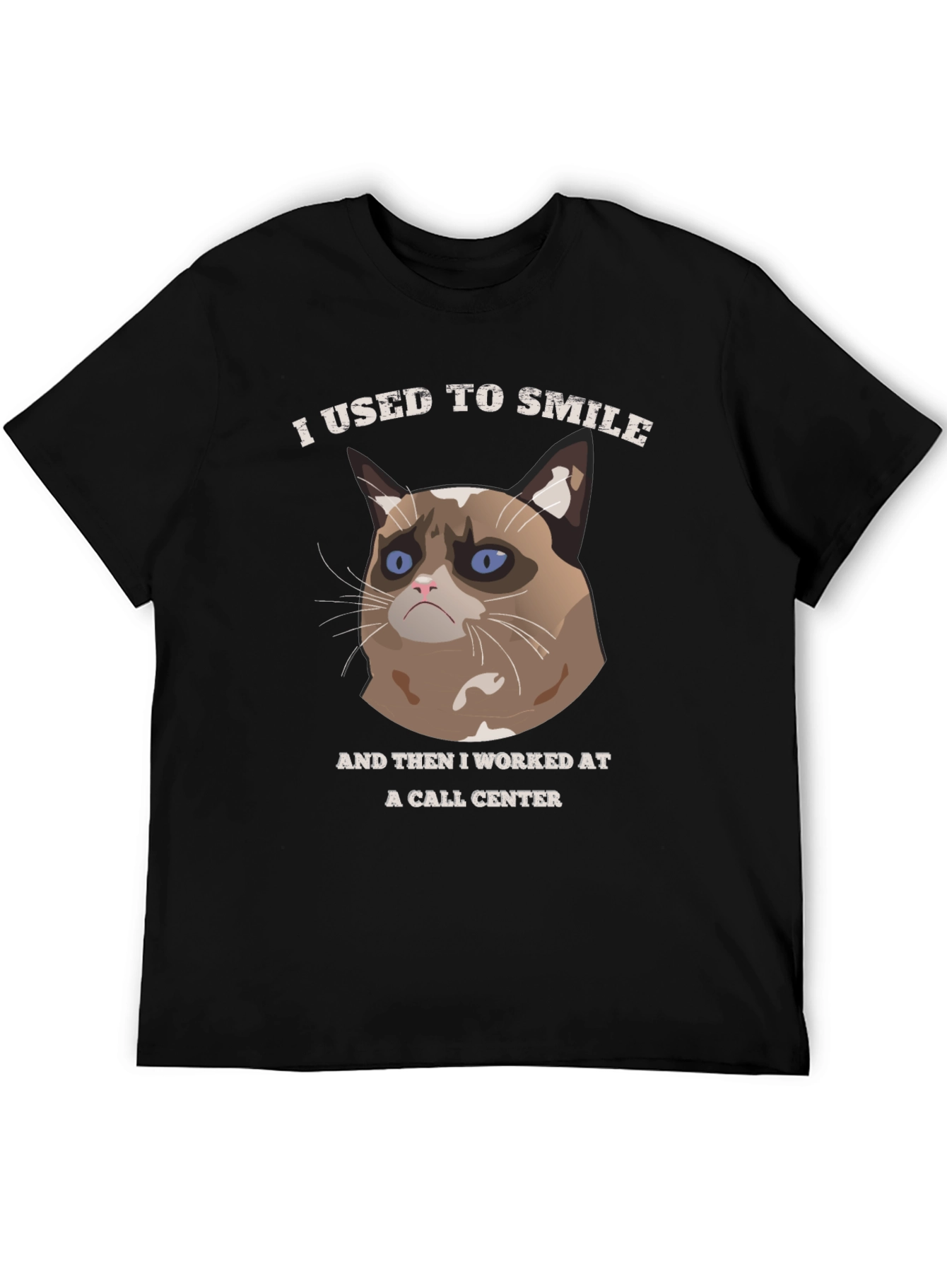 Black Grumpy Cat Call Center T-Shirt view 5