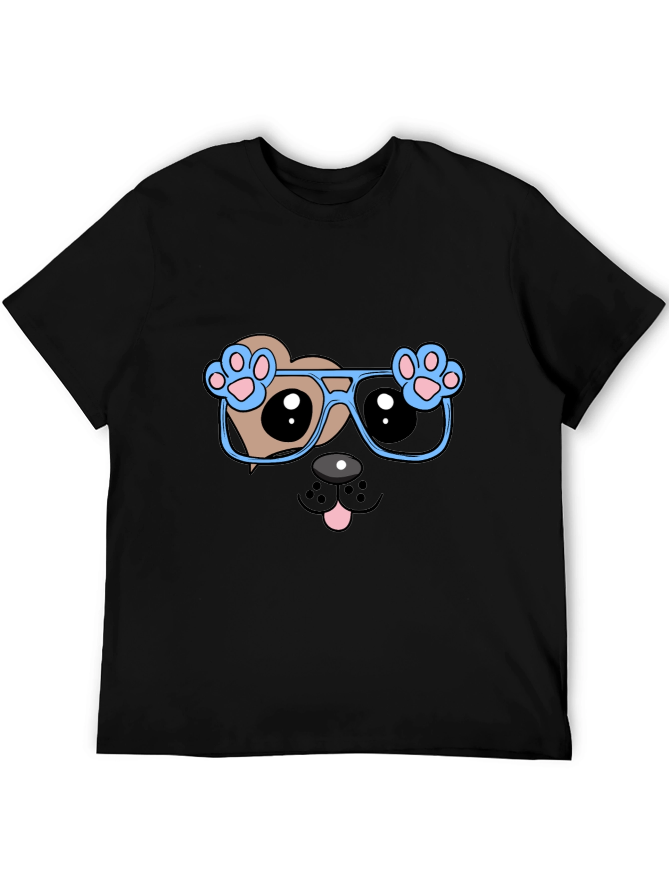 Black Cool Dog with Glasses Graphic Tee view 5