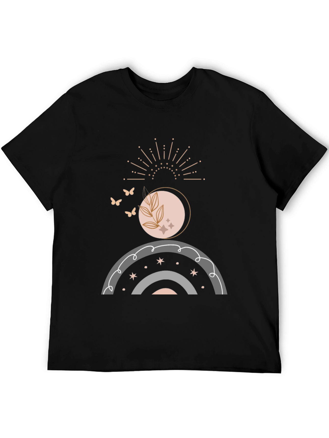 Black Boho Celestial Rainbow T-Shirt - Stylish & Unique Design view 5