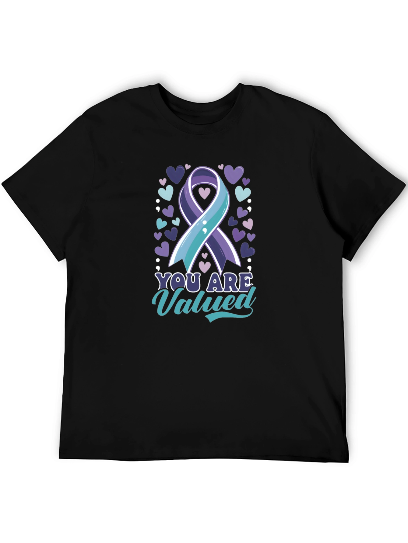 Black You Are Valued Suicide Prevention Awareness T-Shirt view 5