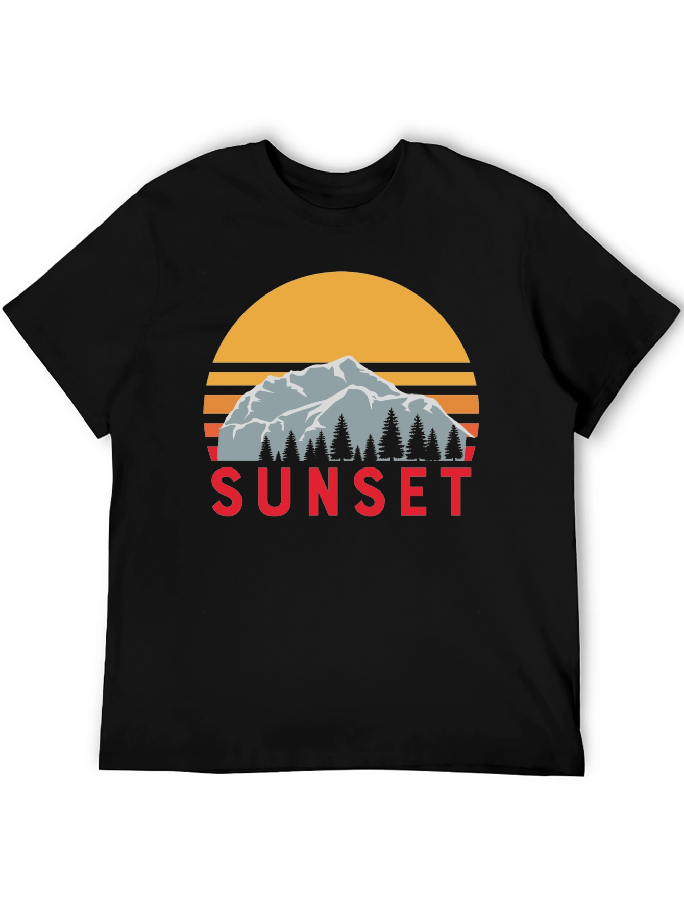 Black Sunset Mountain Graphic Tee - Retro Style view 5