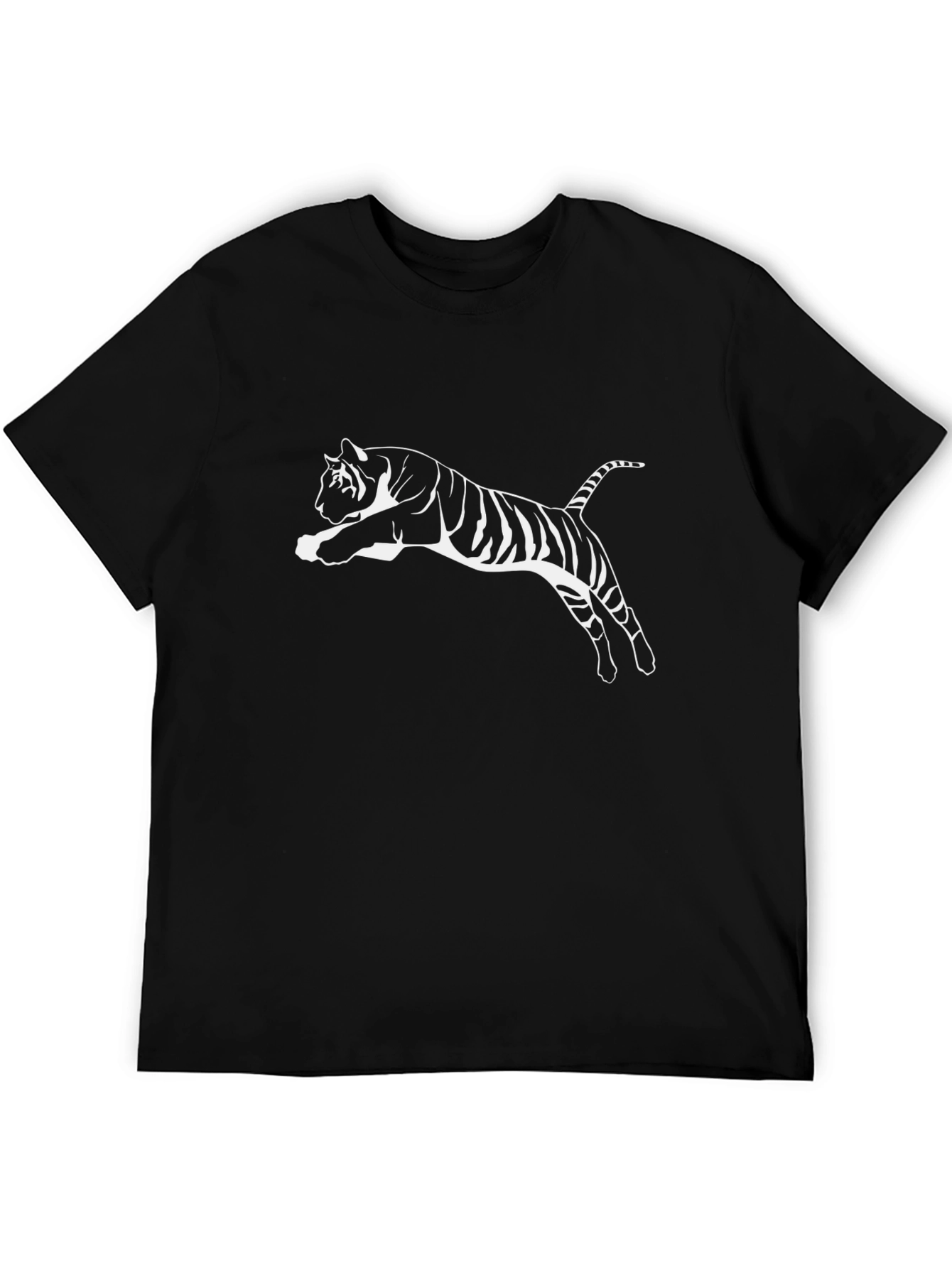 Black Black T-Shirt with White Tiger Graphic view 5