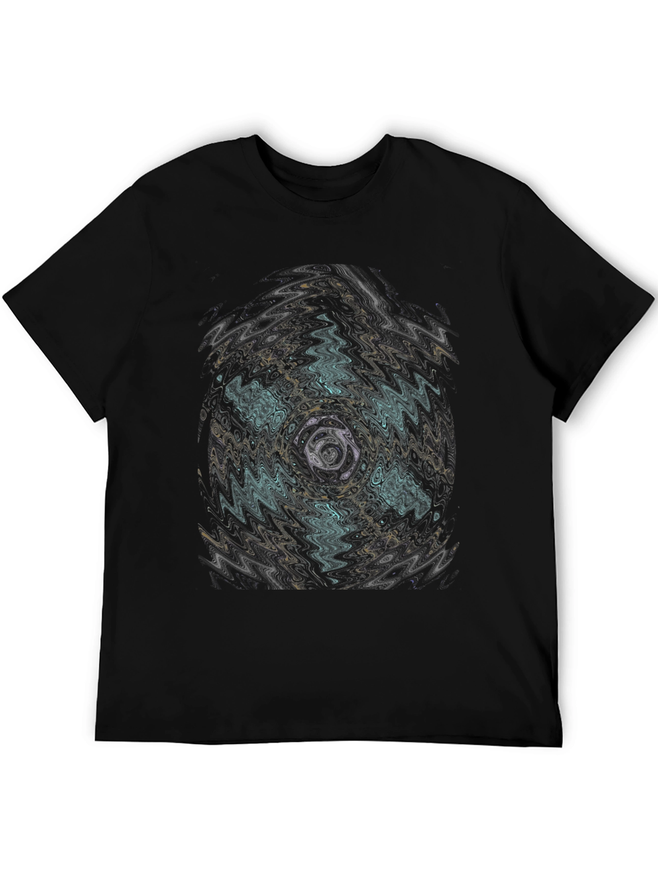 Black Abstract Vortex Graphic Black T-Shirt view 5