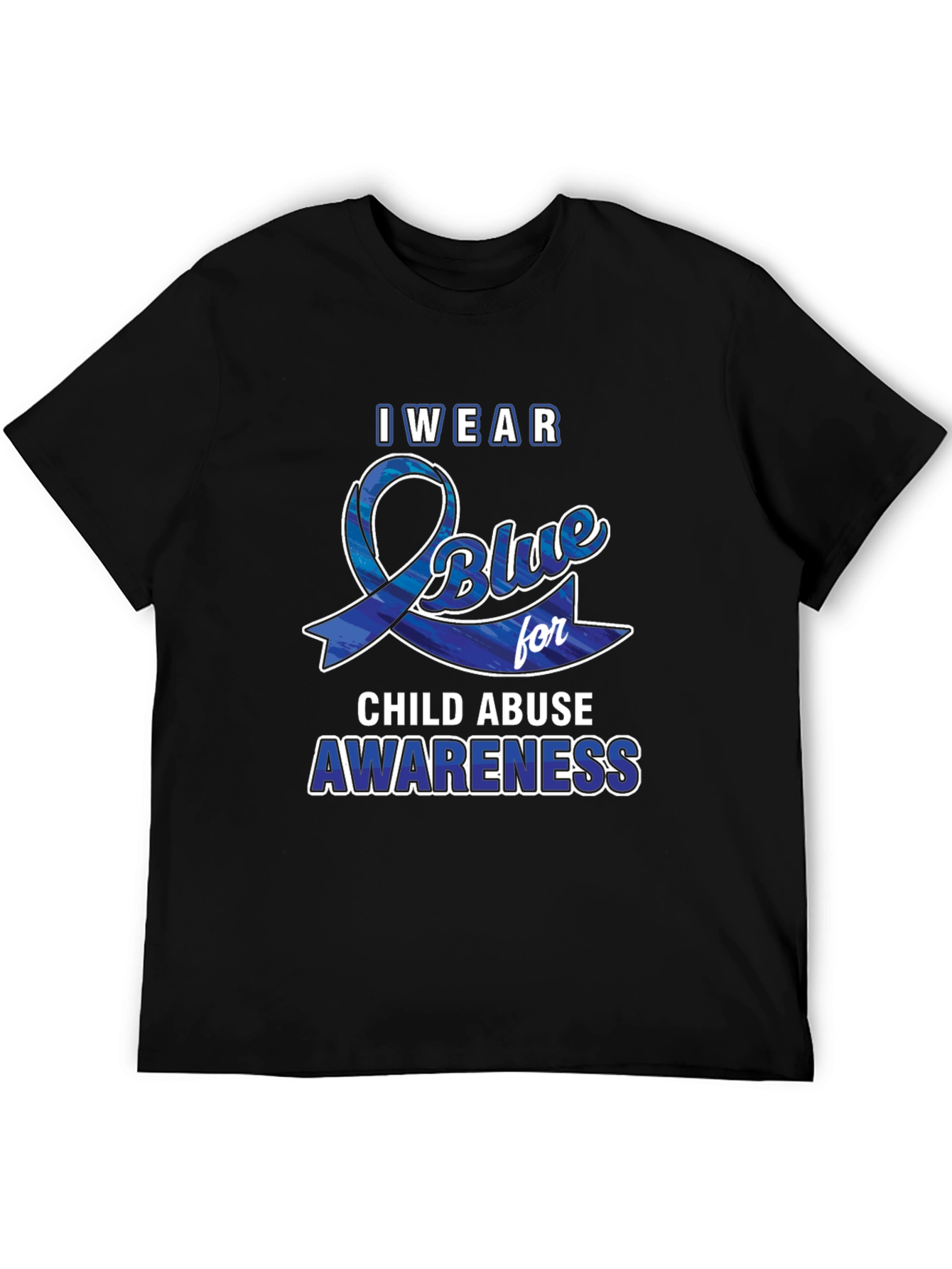 Black I Wear Blue For Child Abuse Awareness T-Shirt view 5