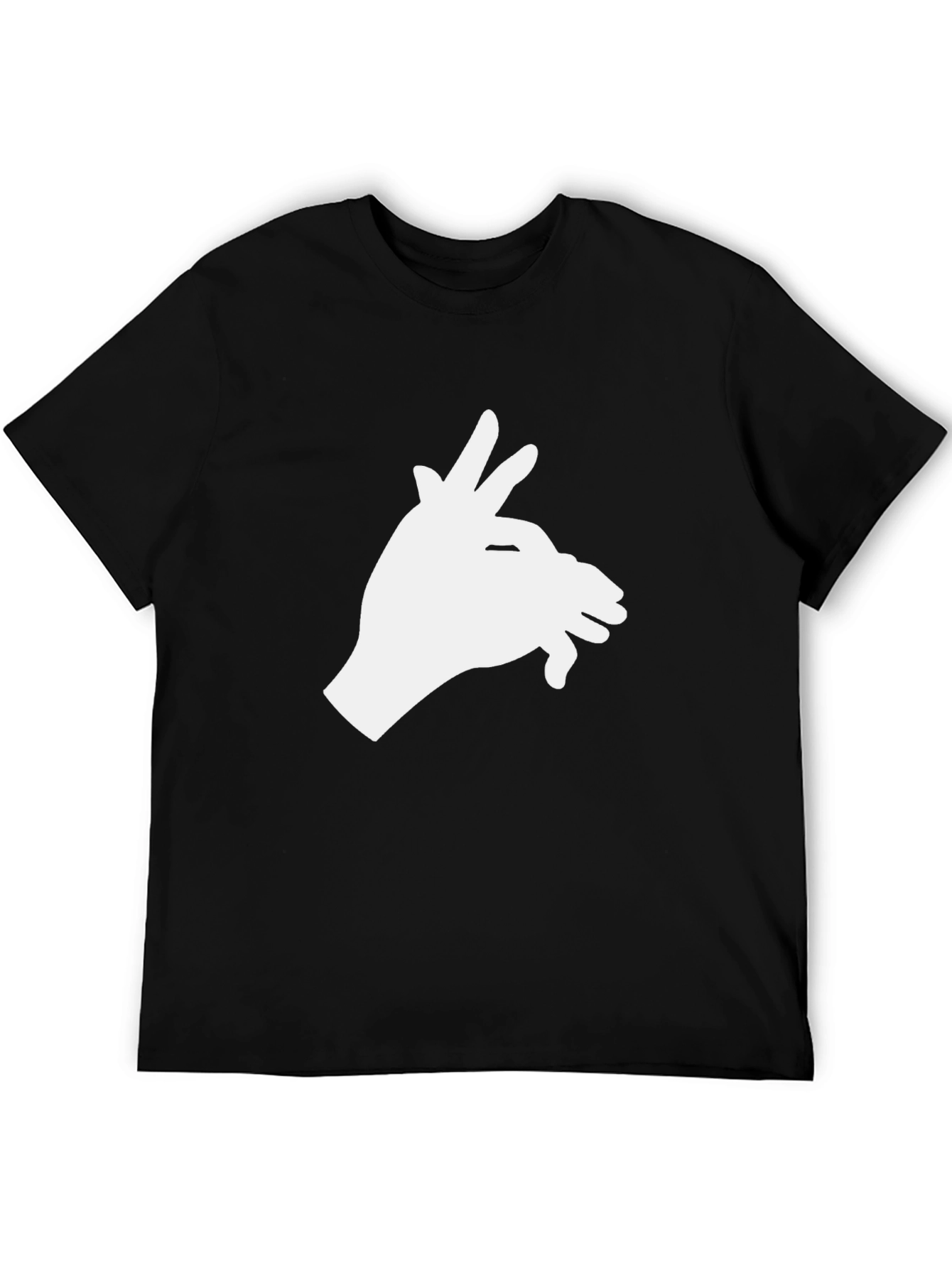 Black Shadow Puppet Hand Graphic Tee - Black Cotton view 5