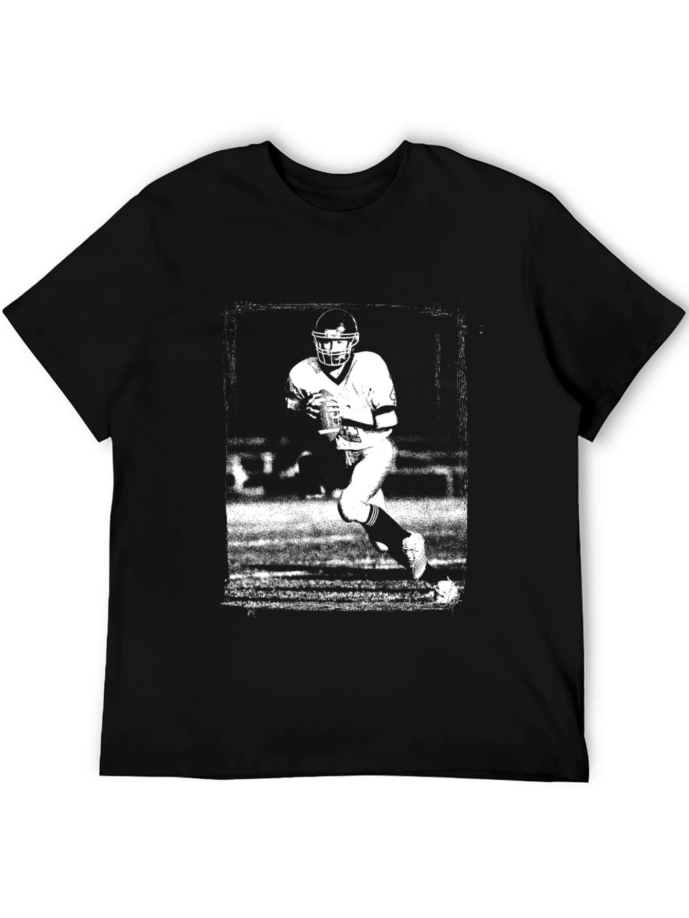 Black Vintage Football Player Black Graphic Tee view 5