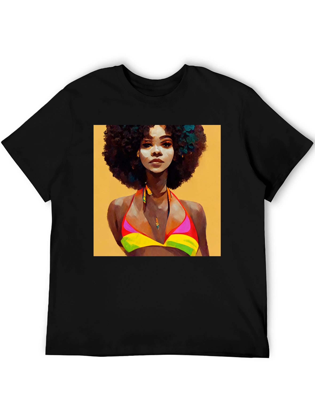 Black Afro Woman Art Graphic T-Shirt view 5