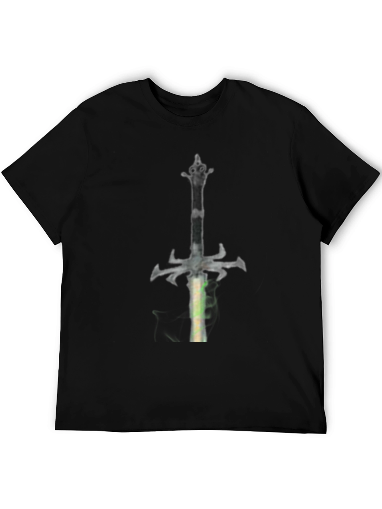 Black Fantasy Sword Graphic Tee - Black Cotton Casual Shirt view 5