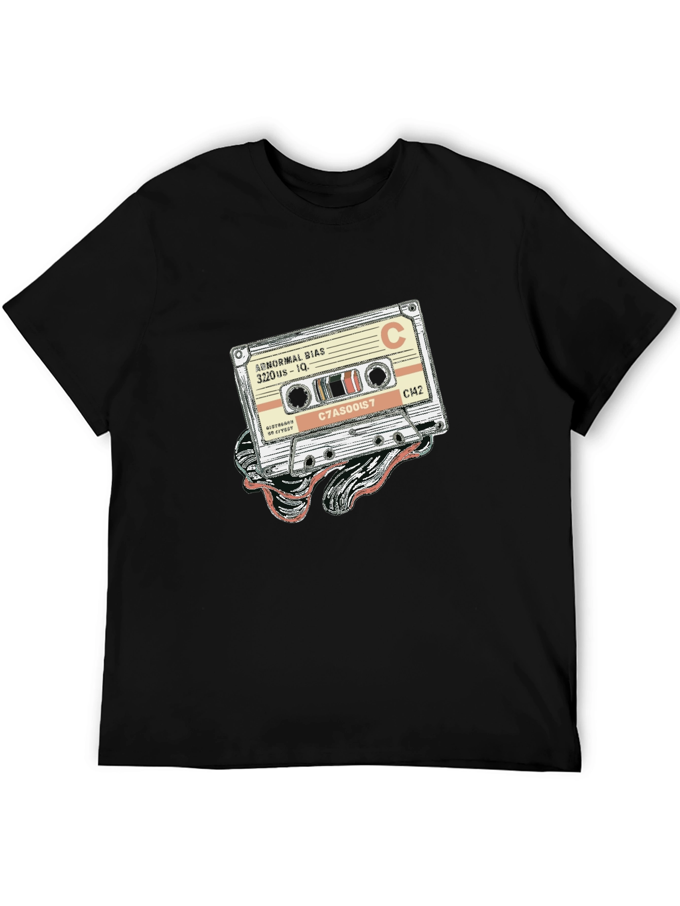Black Retro Cassette Tape Graphic Tee - Vintage Music Lover T-Shirt view 5
