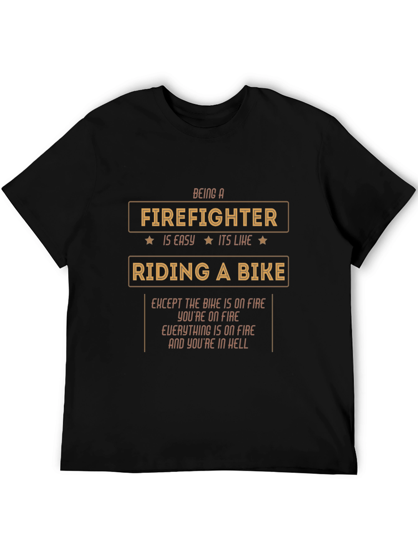 Black Firefighter Riding a Bike T-Shirt view 5