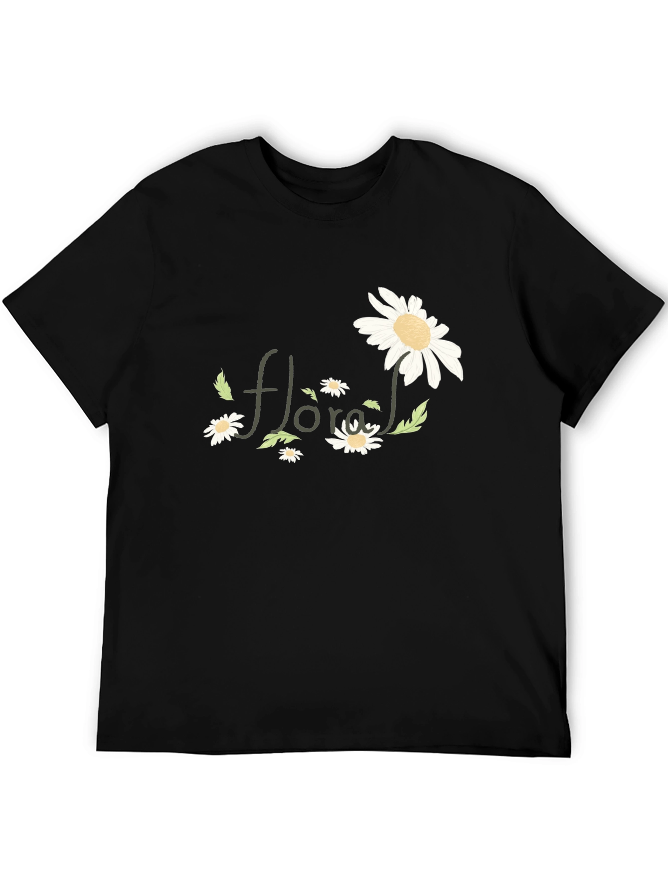 Black Floral Graphic Black T-Shirt for Men view 5